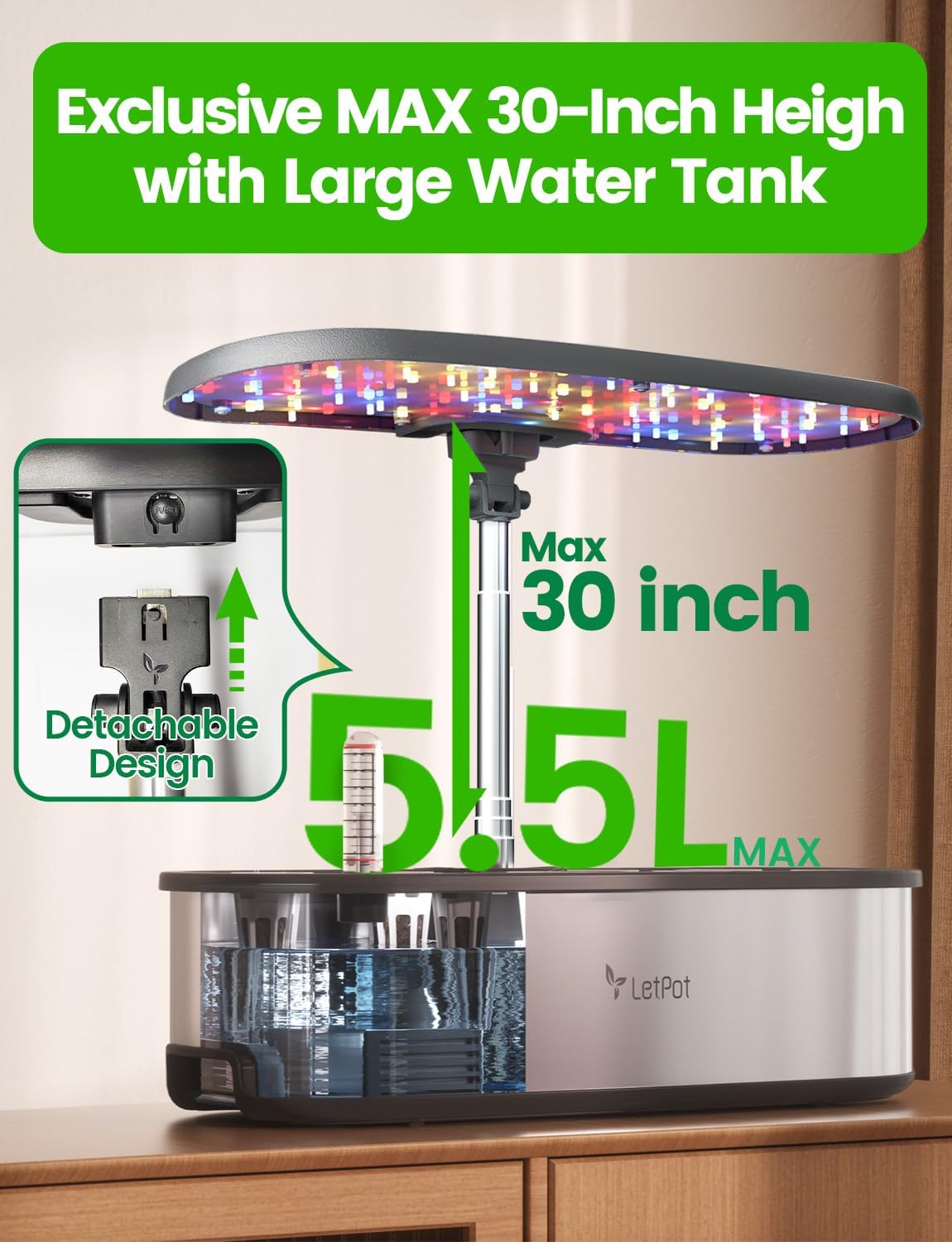 LETPOT LPH-SE Hydroponics Growing System. 12 Pods Smart Herb Garden Kit Indoor. Indoor Garden. APP & WiFi Controlled. with 24W Growing LED. 5.5L Water Tank. Pump System. Automatic Timer | APP & WiFi Controlled. 24W Growing LED. 5.5L Water Tank. Pump System. Automatic Timer