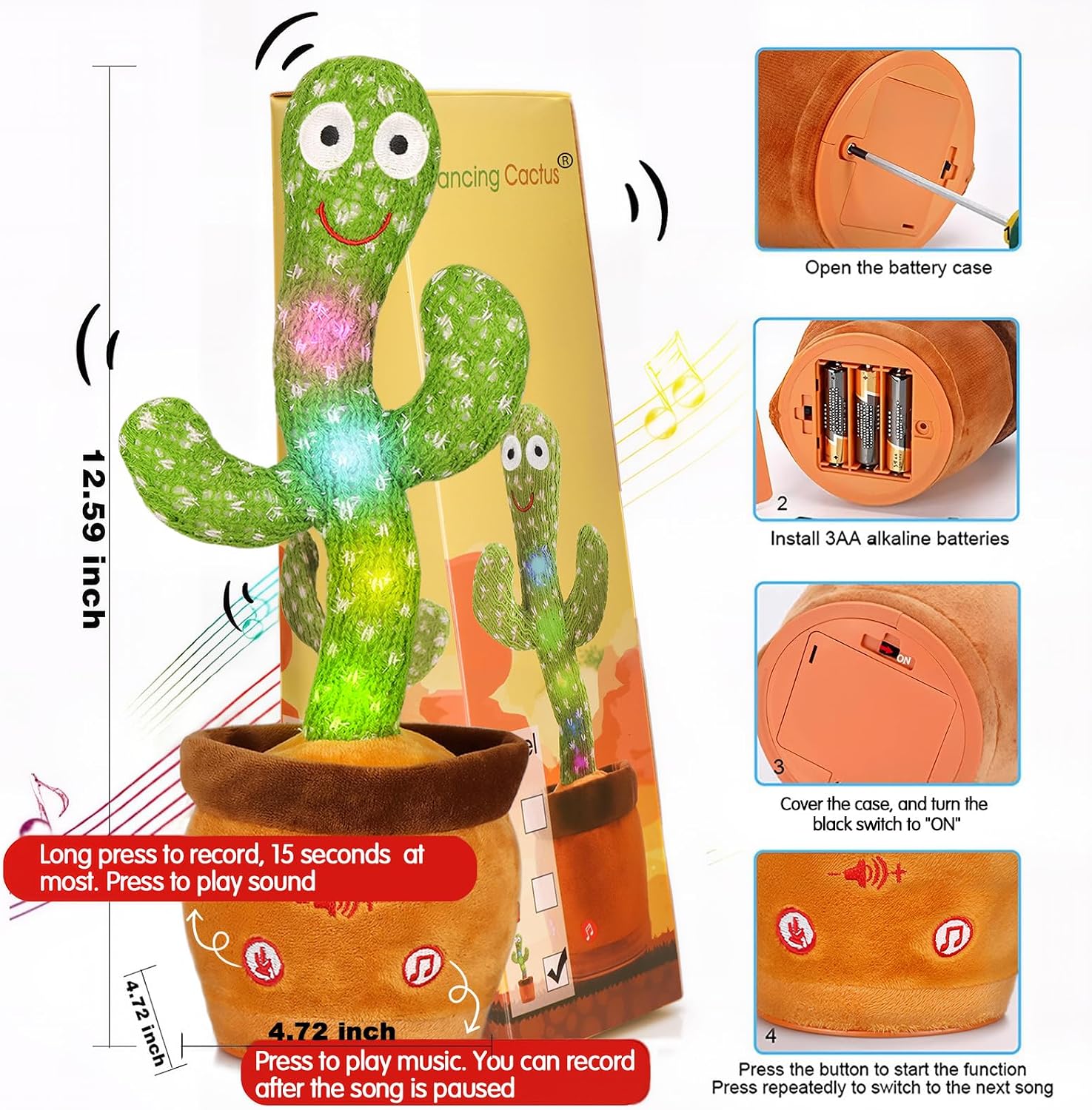 Emoin Talking Cactus Toy. Interactive Toys Dancing Cactus Toy Mimicking Repeating What You Say. Toddler Infant Baby Toys Gifts for 6 7 8 9 10 Month Old Baby Toys for 1 2 3 Year Old Boy Girl | Mimicking Repeating What You Say. Toddler Infant Baby Toy Gift for 1-3 Year Old Boys Girls