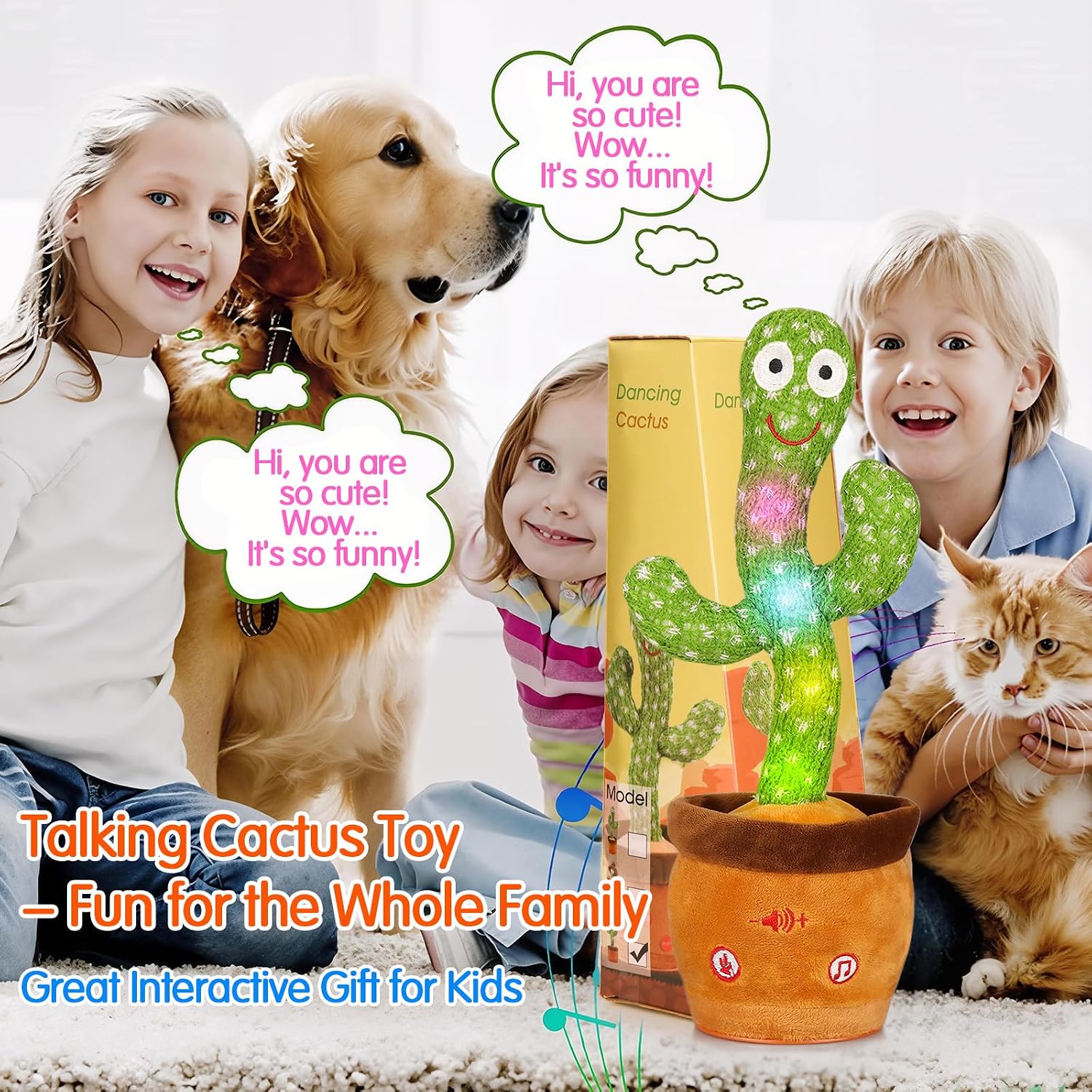 Emoin Talking Cactus Toy. Interactive Toys Dancing Cactus Toy Mimicking Repeating What You Say. Toddler Infant Baby Toys Gifts for 6 7 8 9 10 Month Old Baby Toys for 1 2 3 Year Old Boy Girl | Mimicking Repeating What You Say. Toddler Infant Baby Toy Gift for 1-3 Year Old Boys Girls