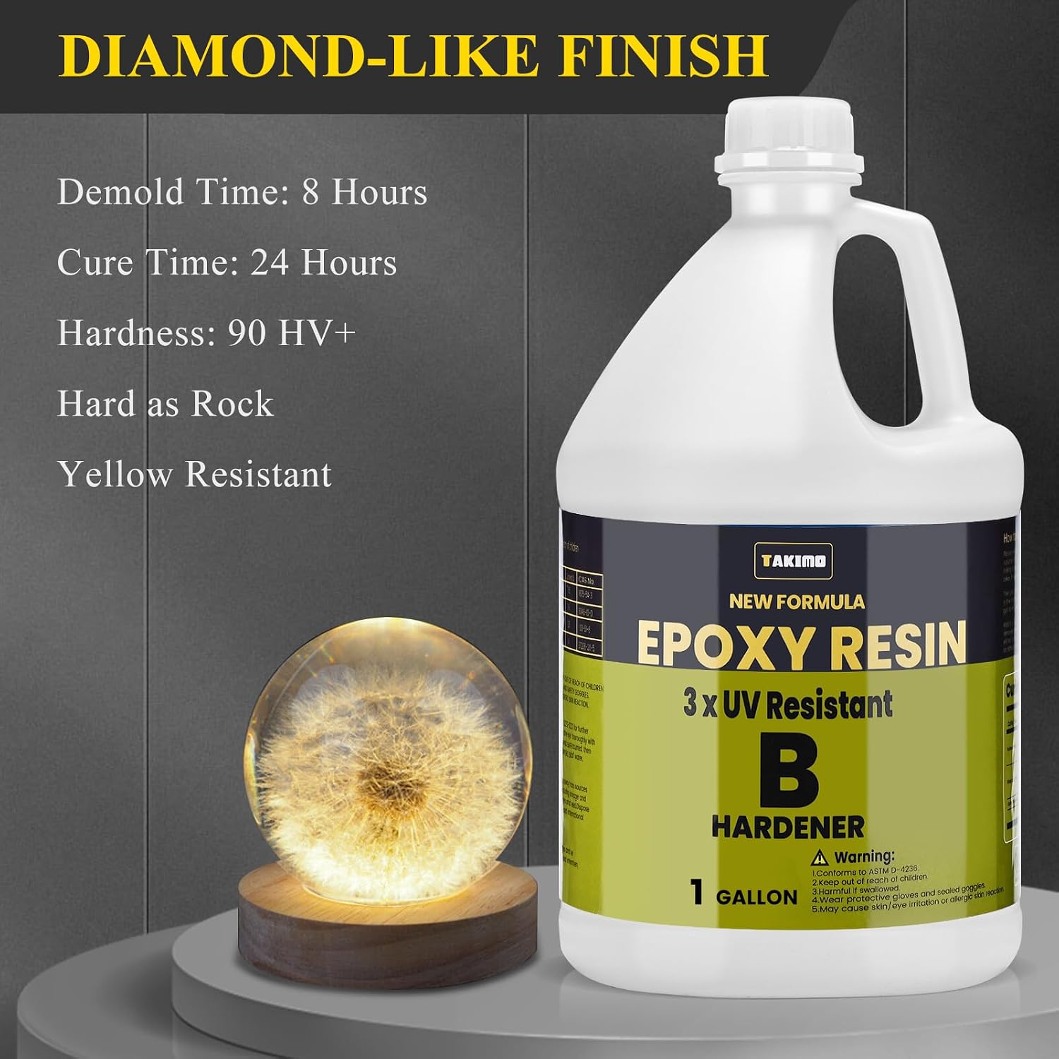 TAKIMO 2 Gallon 3×UV Resistant Resin Kit.No Bubble & Crystal Clear Epoxy Resin for Coating. Casting. Table Top.DIY. Bar Top. River Tables. Resin Art. Wood with High Gloss Finish