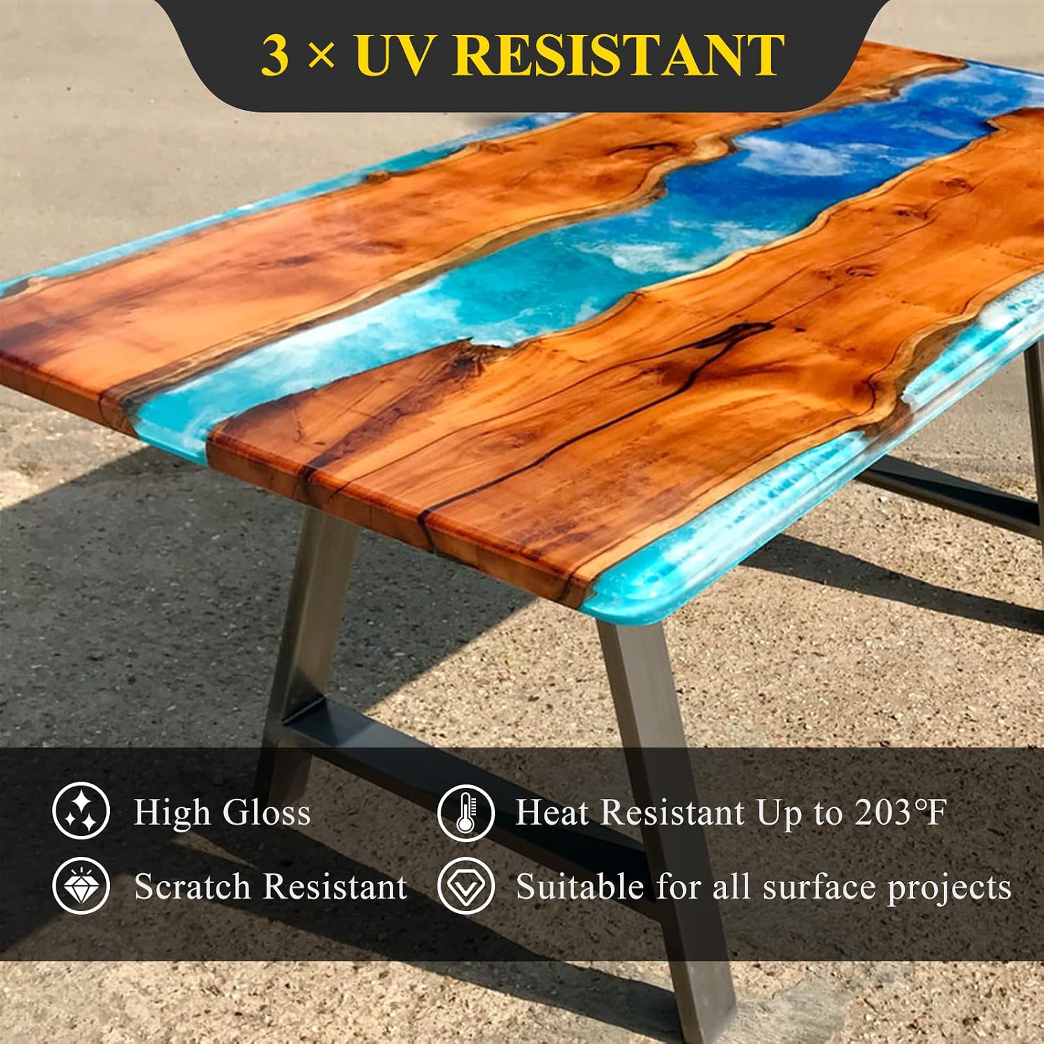 TAKIMO 2 Gallon 3×UV Resistant Resin Kit.No Bubble & Crystal Clear Epoxy Resin for Coating. Casting. Table Top.DIY. Bar Top. River Tables. Resin Art. Wood with High Gloss Finish