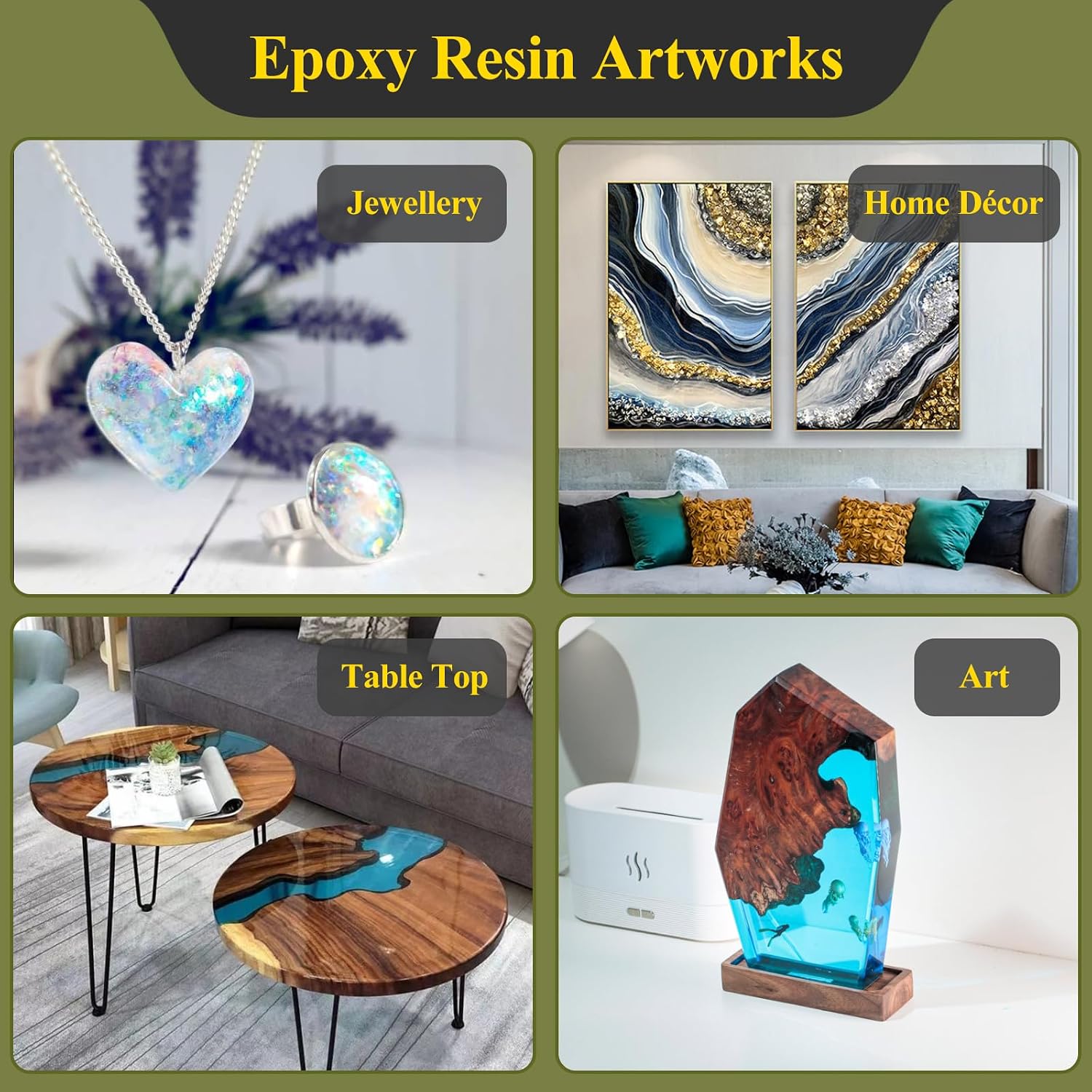 TAKIMO 2 Gallon 3×UV Resistant Resin Kit.No Bubble & Crystal Clear Epoxy Resin for Coating. Casting. Table Top.DIY. Bar Top. River Tables. Resin Art. Wood with High Gloss Finish