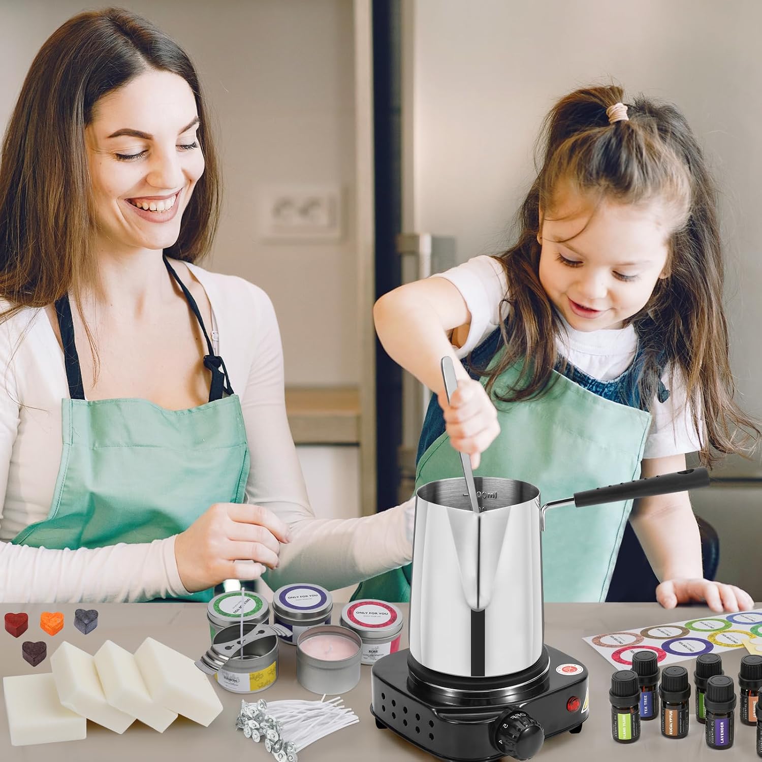 SAEUYVBCandle Making Kit.Candle Making Kit with Wax Melter. Complete Candle Making Kit for Adults Beginners. Candle Making Supplies. DIY Arts & Crafts Kits Perfect as Home Decorations