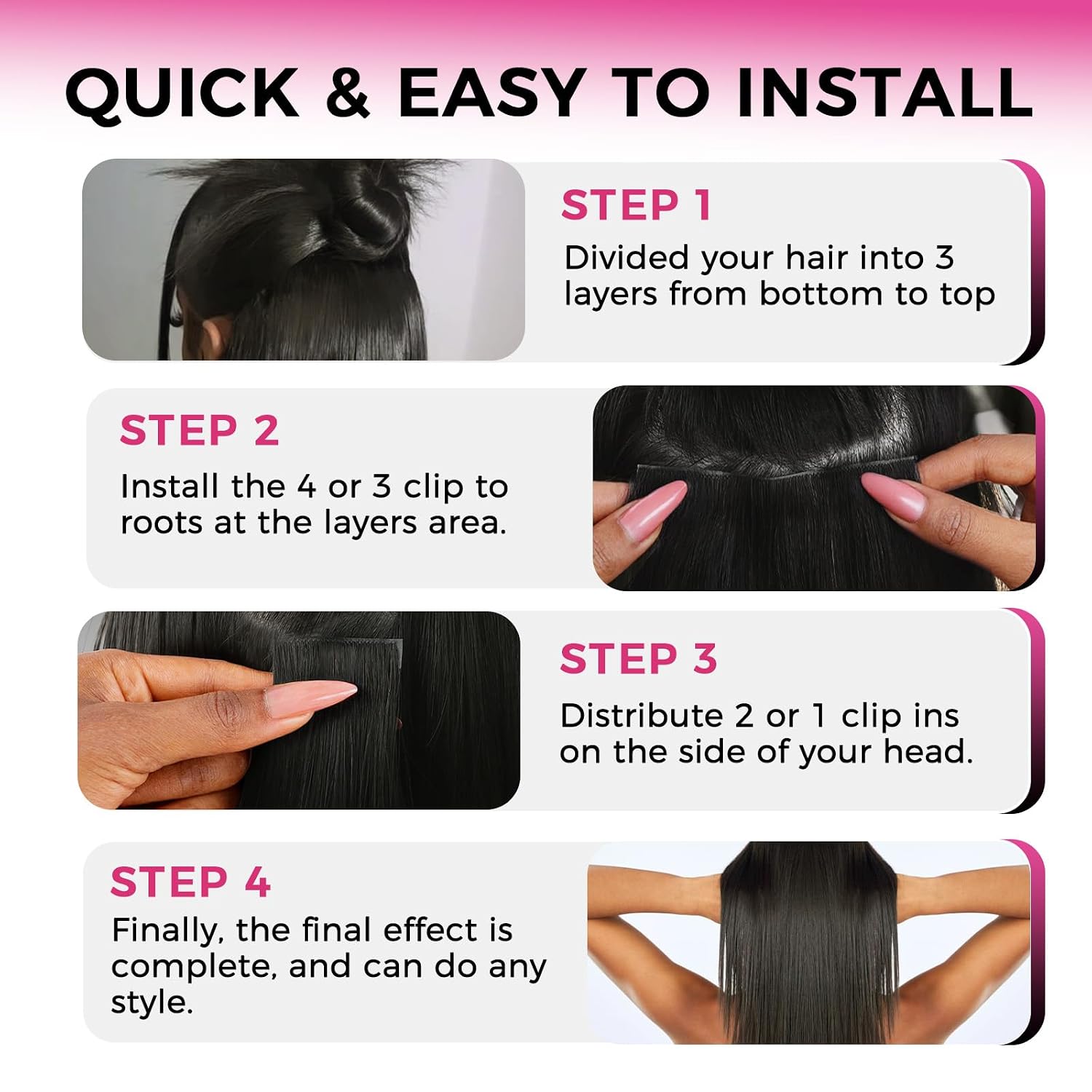 Lashey Invisi Edge Clip in Hair Extensions. 7pcs 110g 22 Inch Natural Black Seamless Clip in Hair Extensions Human Hair Kinky Straight Real Remy Human Hair