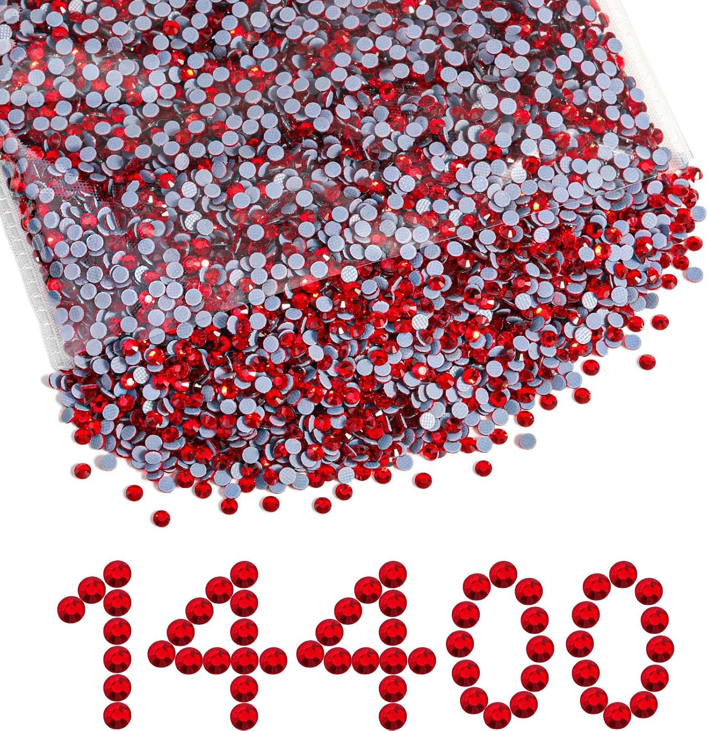 Beadsland Hotfix Rhinestones Bulk. Light Siam. SS20. 14400pcs | Hot Fix Crystals for Crafts Clothes. DIY Decoration. 4.6-4.8mm.Light Red