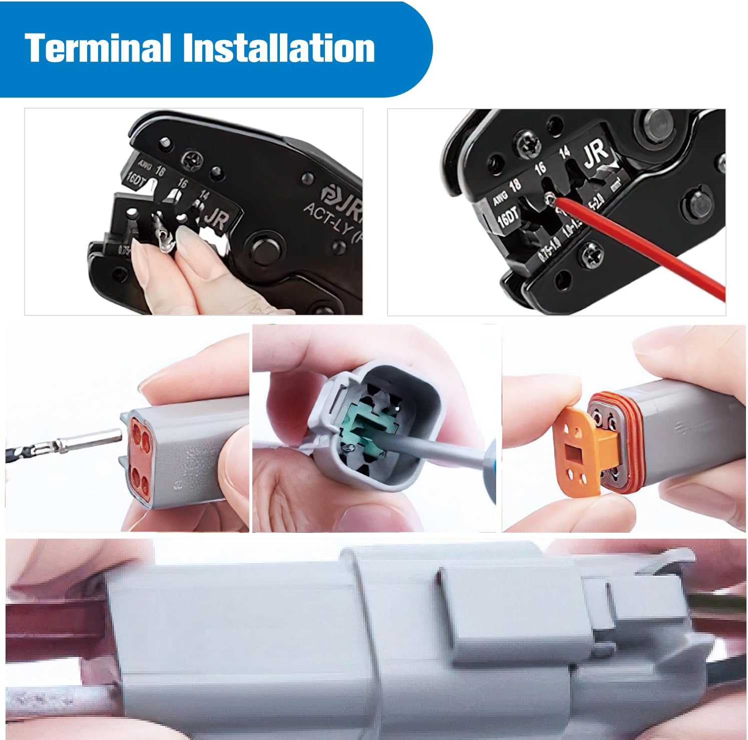 Nilight 50 Sets 2 3 4 6 8 12PIN DT Connector Kit 16 Stamped Formed Contact | Waterproof for 14-18 AWG Wires DT Series w/Removal Tool for Car Truck Motorcycle Off-Road Vehicles Boat