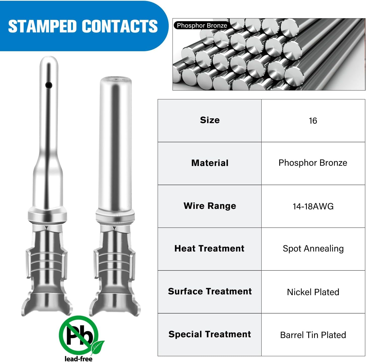Nilight 50 Sets 2 3 4 6 8 12PIN DT Connector Kit 16 Stamped Formed Contact | Waterproof for 14-18 AWG Wires DT Series w/Removal Tool for Car Truck Motorcycle Off-Road Vehicles Boat