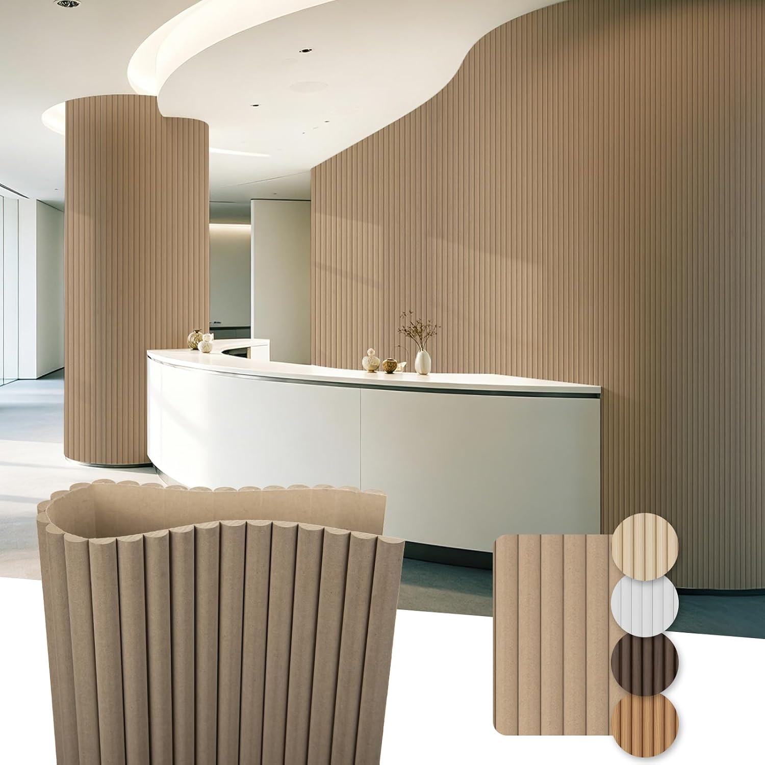 Art3d Roll-Flat Beaded Wood Slat Wall Panel. 2-Pack. 94.5 x 23.6 in. Raw | Flexible. Durable. Crack Resistant. Glue on. Easy to Install. for New Home Buyer. Future Mover to Upgrade Office. Living Room