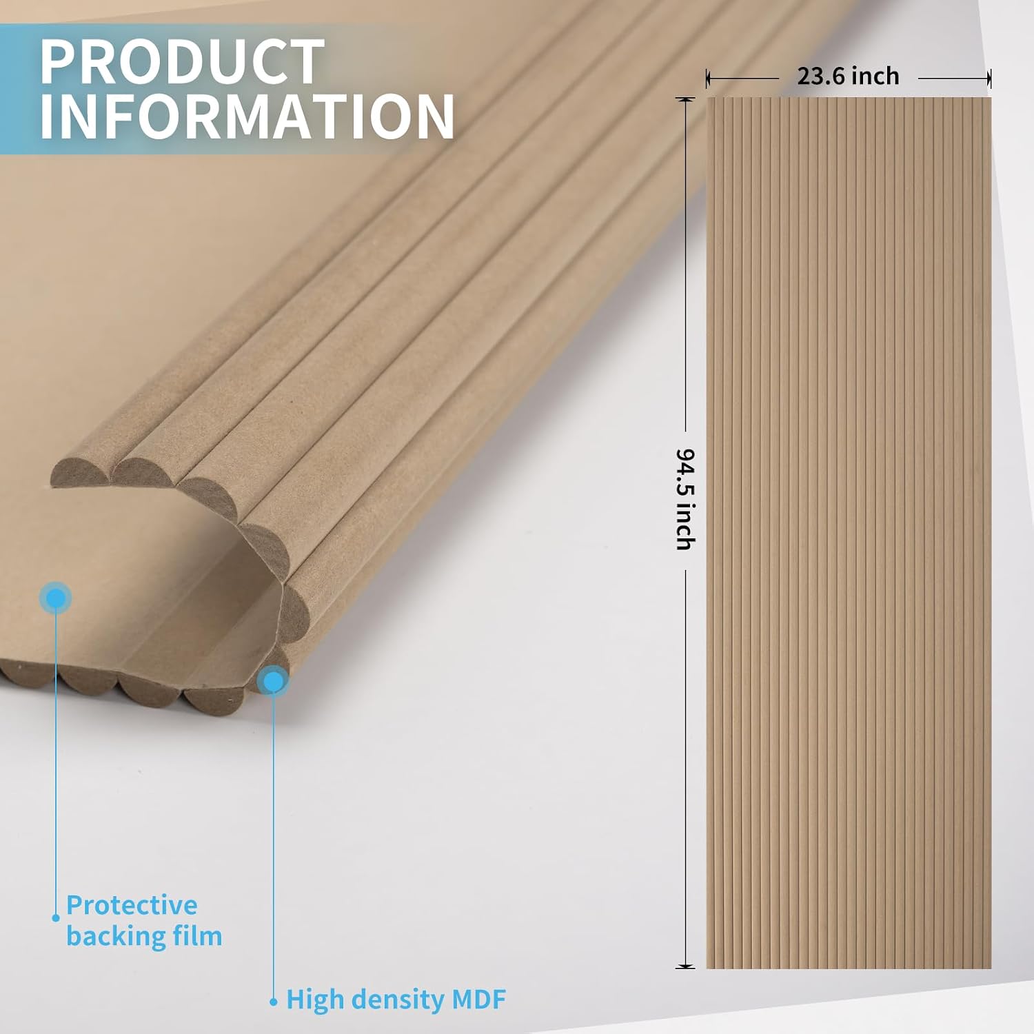 Art3d Roll-Flat Beaded Wood Slat Wall Panel. 2-Pack. 94.5 x 23.6 in. Raw | Flexible. Durable. Crack Resistant. Glue on. Easy to Install. for New Home Buyer. Future Mover to Upgrade Office. Living Room