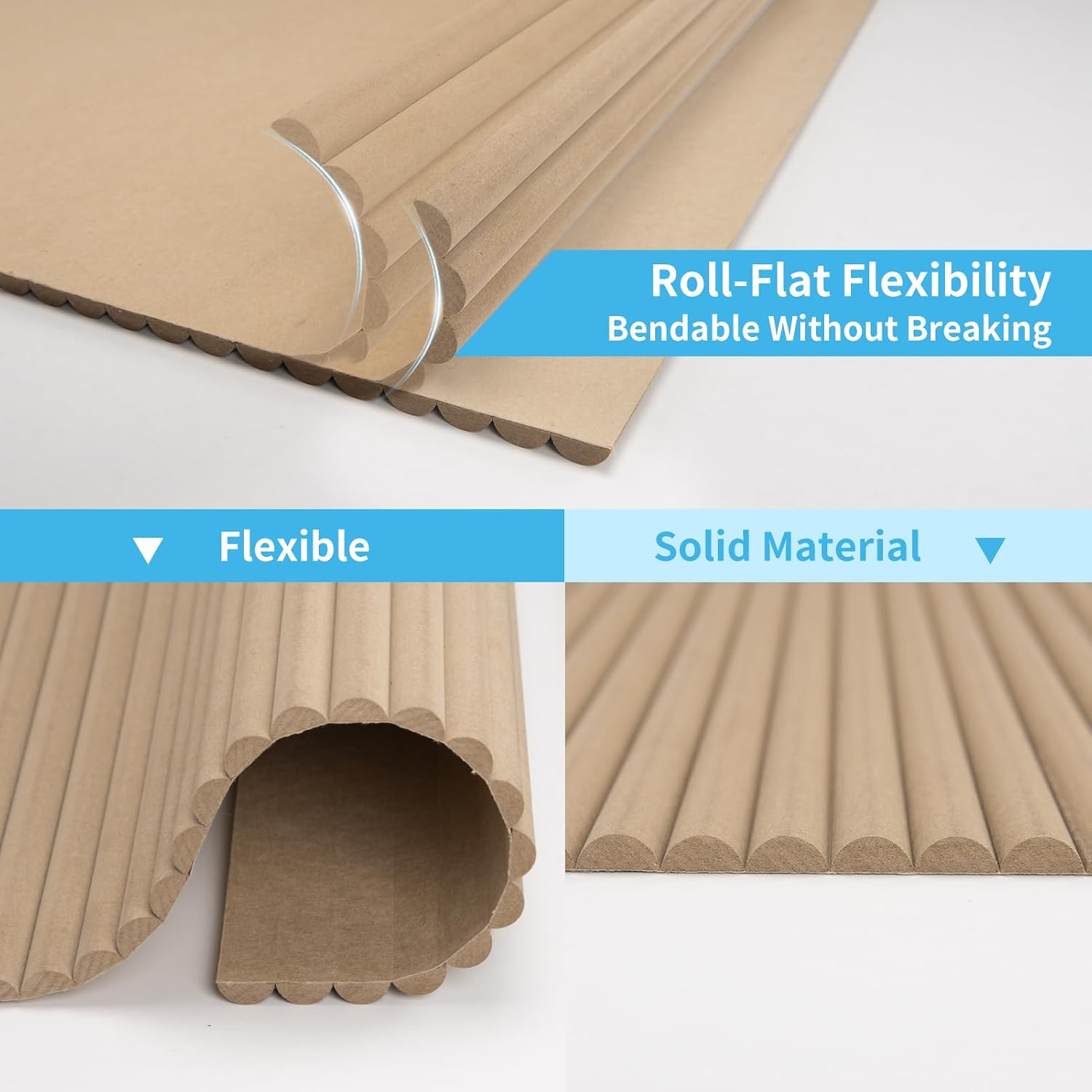 Art3d Roll-Flat Beaded Wood Slat Wall Panel. 2-Pack. 94.5 x 23.6 in. Raw | Flexible. Durable. Crack Resistant. Glue on. Easy to Install. for New Home Buyer. Future Mover to Upgrade Office. Living Room