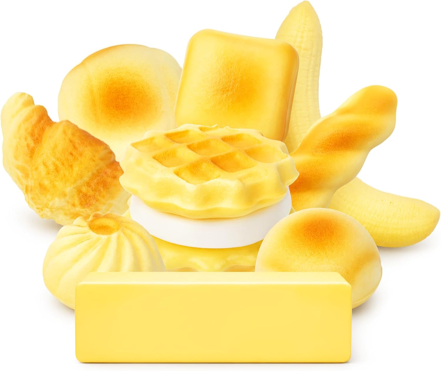 Recheel Butter Squishy Toys. 9 Pack Slow Rising Food Squishies Set | Soft Kawaii Food Squishies with Bread. Cake & Fruit Designs. Perfect Fidget Toys for Stress Relief. Relaxation and Play
