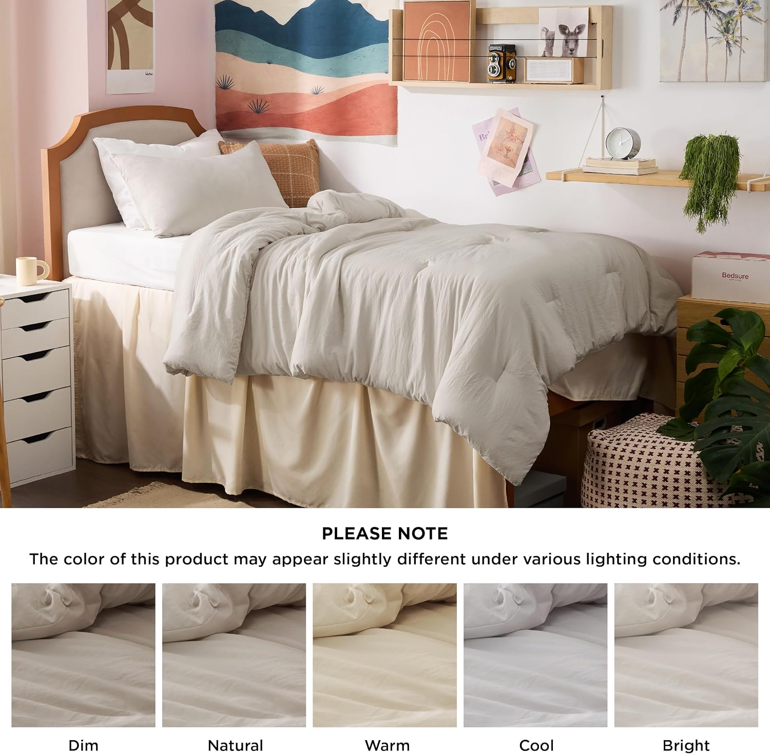 Bedsure Twin/Twin XL Comforter Set. Beige Soft Prewashed Bedding for All Seasons. 2 Pieces GentleSoft™ Bed Set. 1 Lightweight Comforter (68x88) and 1 Pillowcase (20x26)