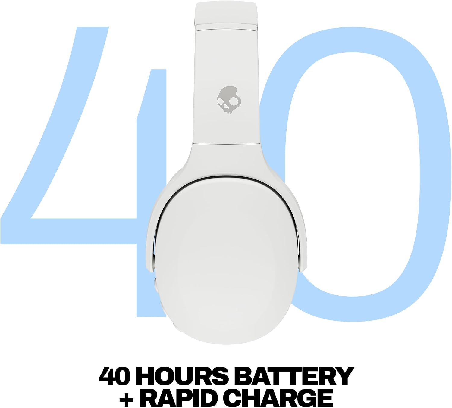 Skullcandy Crusher Evo Wireless Multi-Sensory Bass Headphones - Bone | Bluetooth. Noise Isolating Over-Ear Fit. 40 Hours Battery. Microphone. Working Out. Gym. Travel. Studying. Music