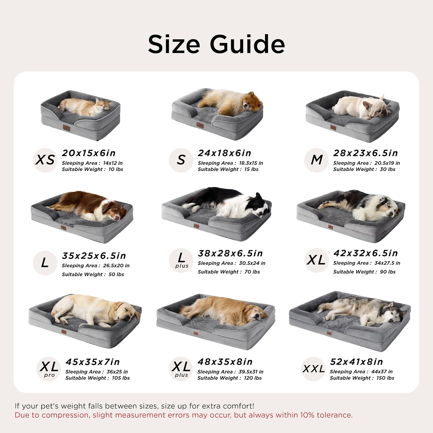 Bedsure Orthopedic Dog Beds for Small Dogs with Removable Washable Cover | 24 Classic Comfy Puppy Couch Sofa Waterproof. Cozy Bolster Sides. Nonslip Bottom. Pet bed for Cats.Senior Dogs. Beige