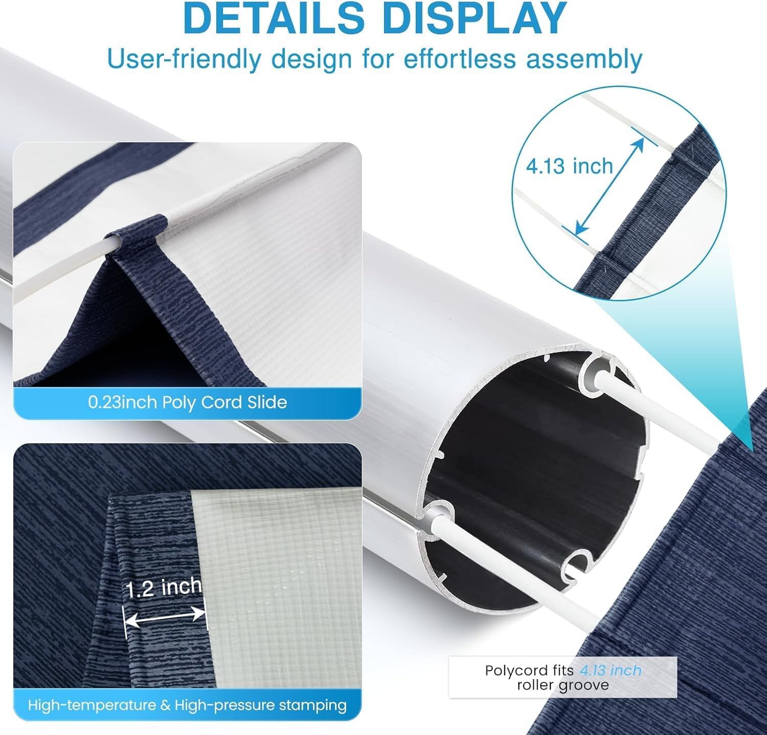 20FT RV Awning Fabric Replacement. 19'2 Fabric. 19.5oz. Ocean Blue Fade | Heavy-Duty Vinyl. Weatherproof. UV-Resistant. Cold-Crack Tested. Fits RVs and Travel Trailers