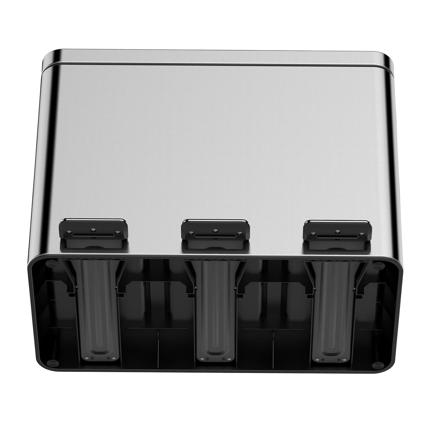 GarveeHome 12 gal Rectangular Recycling Trash Can with 3 Compartments. Silver. 45 L (4+4+4 gal)