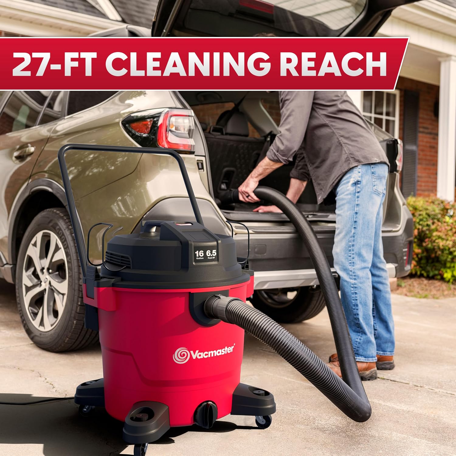 Vacmaster VJH1612PF 1101 16 Gal 6.5 Peak HP† Heavy-Duty Wet/Dry Vac Red