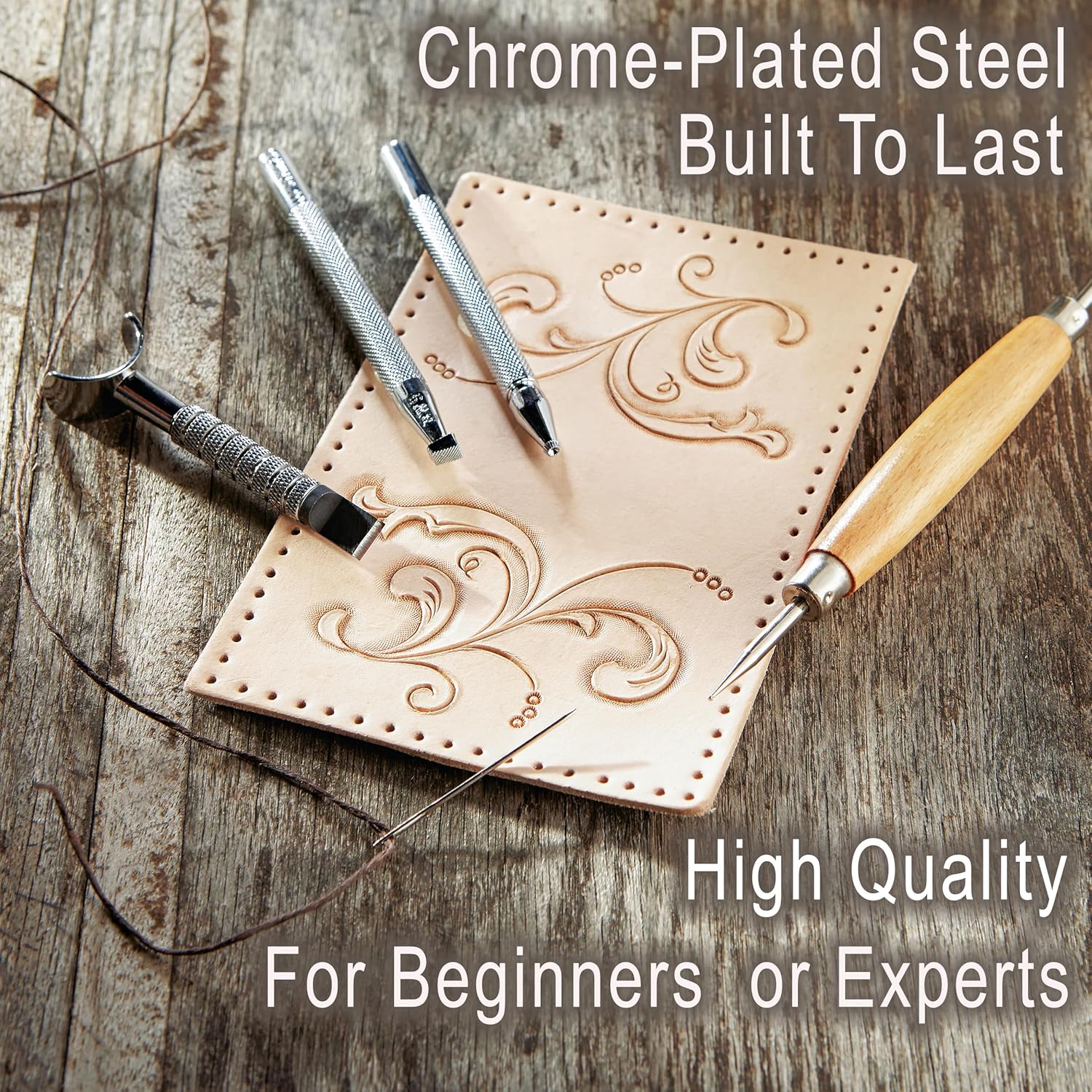 Realeather Leather Stamps Tool Set for Leather Crafting. 10 Stamping Tools. Sheridan Style Stamp Set I