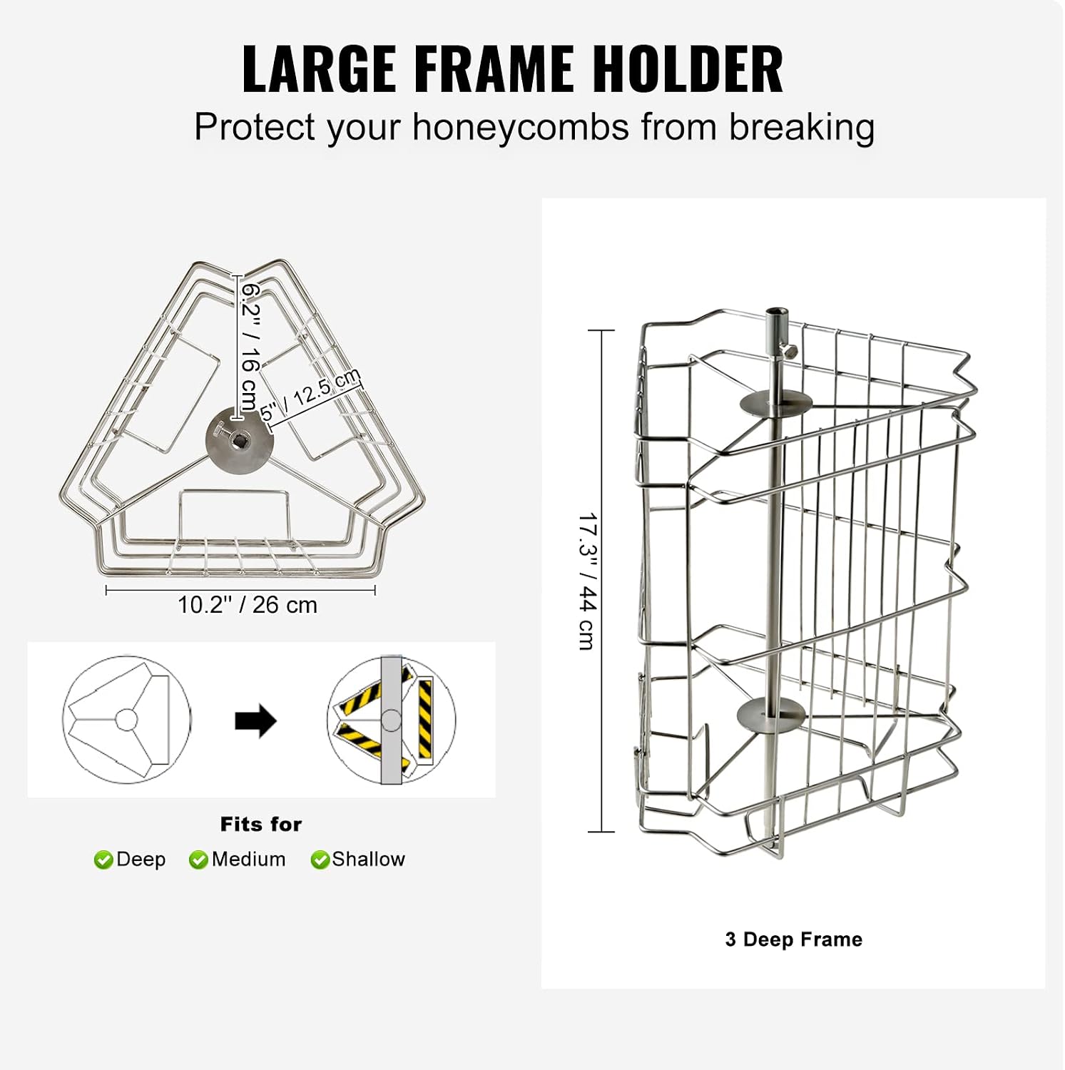 VEVOR 3 Frame Manual Honey Extractor Stainless Steel Beekeeping Extraction | with Hand Crank. Clear Lid and Height Adjustable Stand. Honey Extractor for Beginner Backyard Beekeeping. Small Apiaries