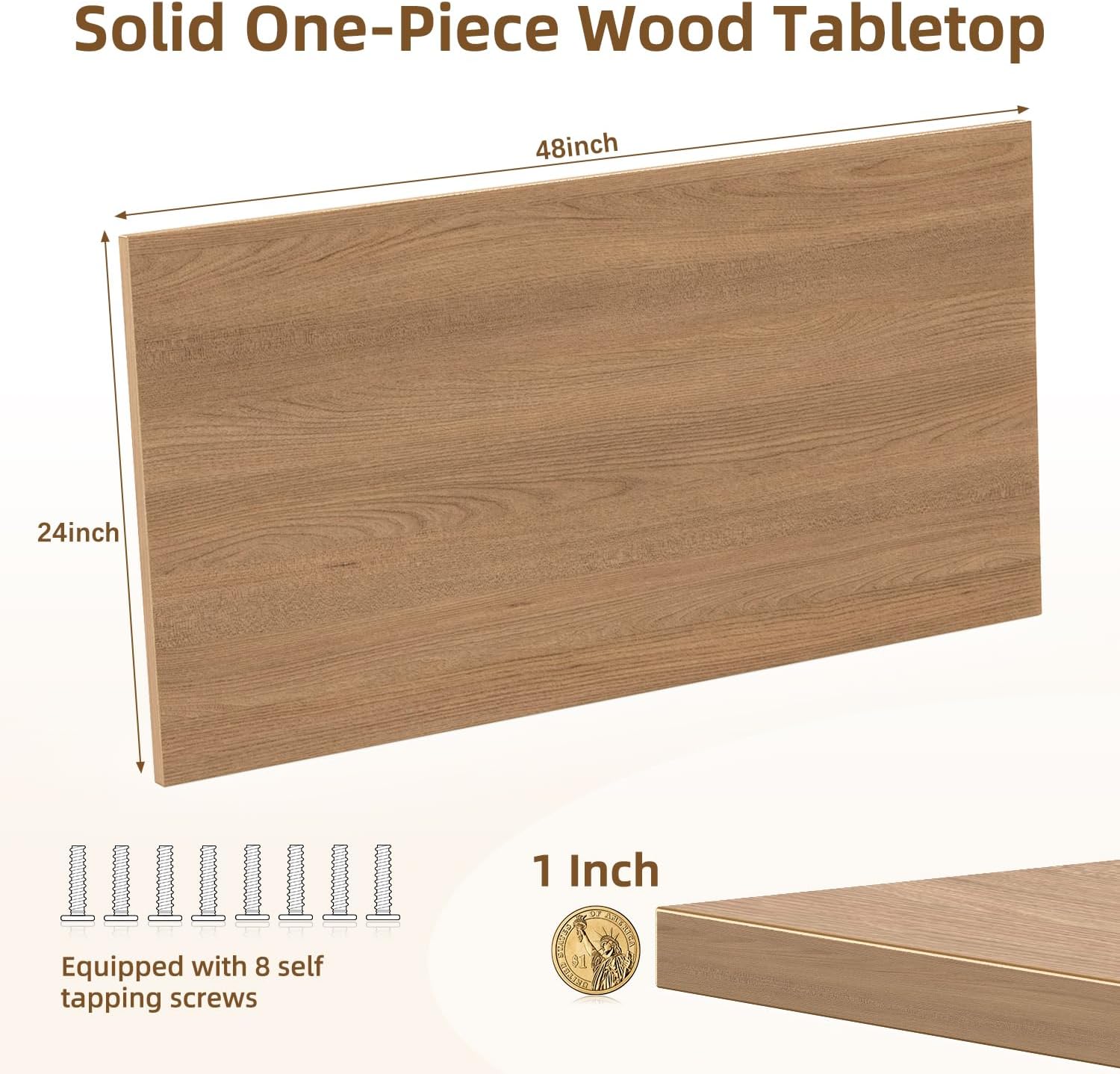 SSWOOD Rectangular Wood Table Top. 48x24x1 in Solid One-Piece Workbench Top | Wood Table Top Particle Board For Standing Desk. Home Office DIY Countertop. Washer Dryer. Coffee Bar And Workbench Use
