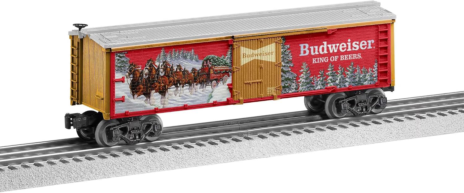 Lionel Anheuser-Busch Budweiser Clydesdale O Gauge Model Train Reefer | Train Car. Diecast Trucks. Operating Couplers. Opening doors. 1