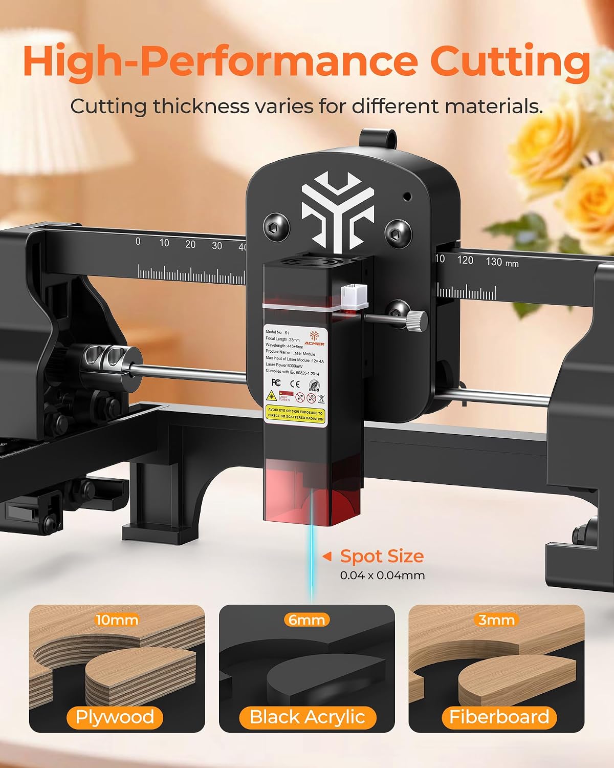 ACMER S1 2500mW Laser Engraver. Portable Cutter & Engraving Machine for Beginners.130×130mm Working Area.0.04mm Laser Spot.Creative DIY.Education STEM.Customized Business with Wood.Metal
