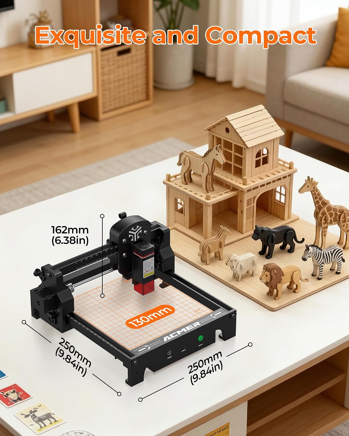 ACMER S1 2500mW Laser Engraver. Portable Cutter & Engraving Machine for Beginners.130×130mm Working Area.0.04mm Laser Spot.Creative DIY.Education STEM.Customized Business with Wood.Metal