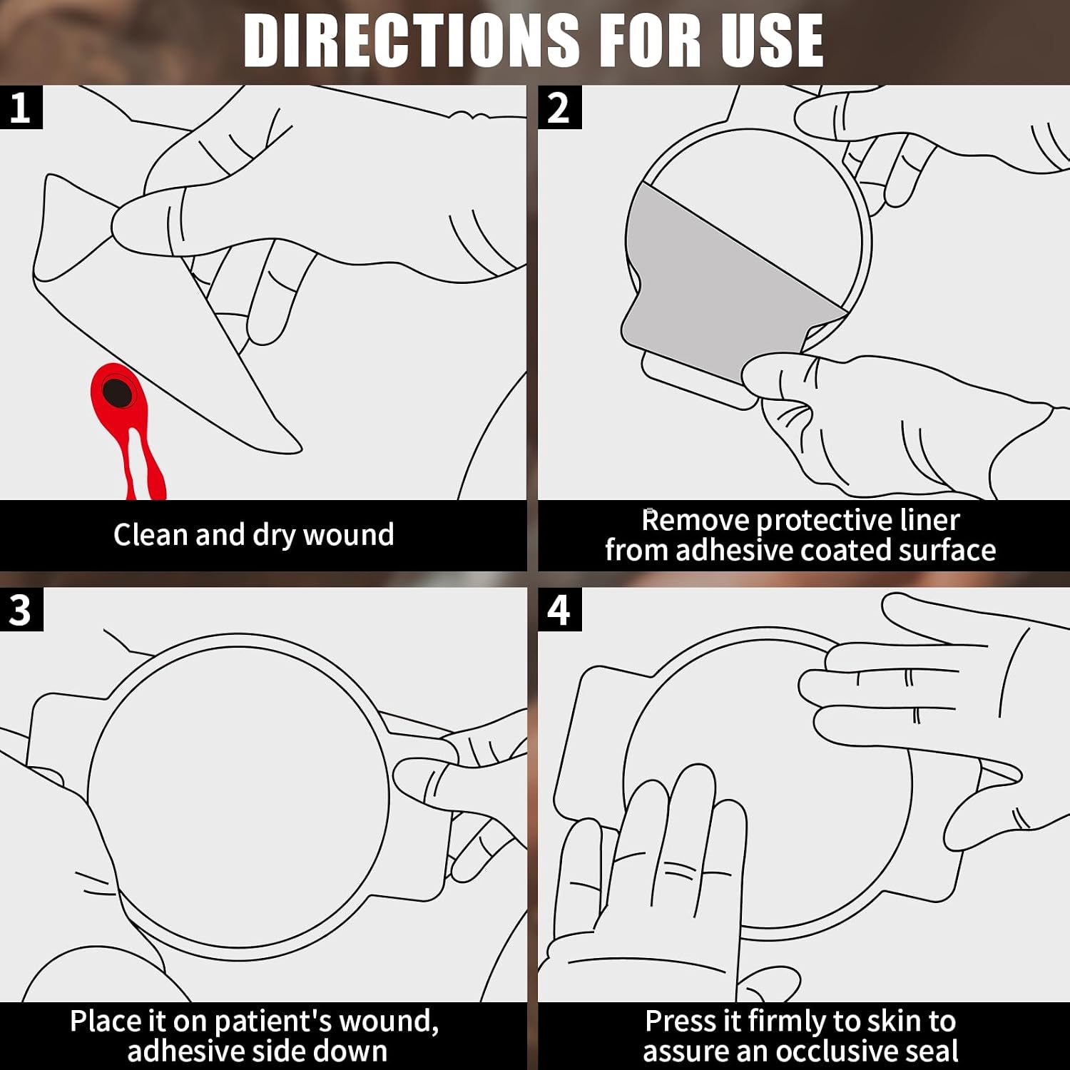 RHINO RESCUE Non-Vented Chest Seal. IFAK First Aid Supplies (20 Count) | Sterile Emergency Trauma Dressing. Occlusive Adhesive Pad Medical for Wound Care. Gunshot. Sucking Chest. HSA/FSA Approved
