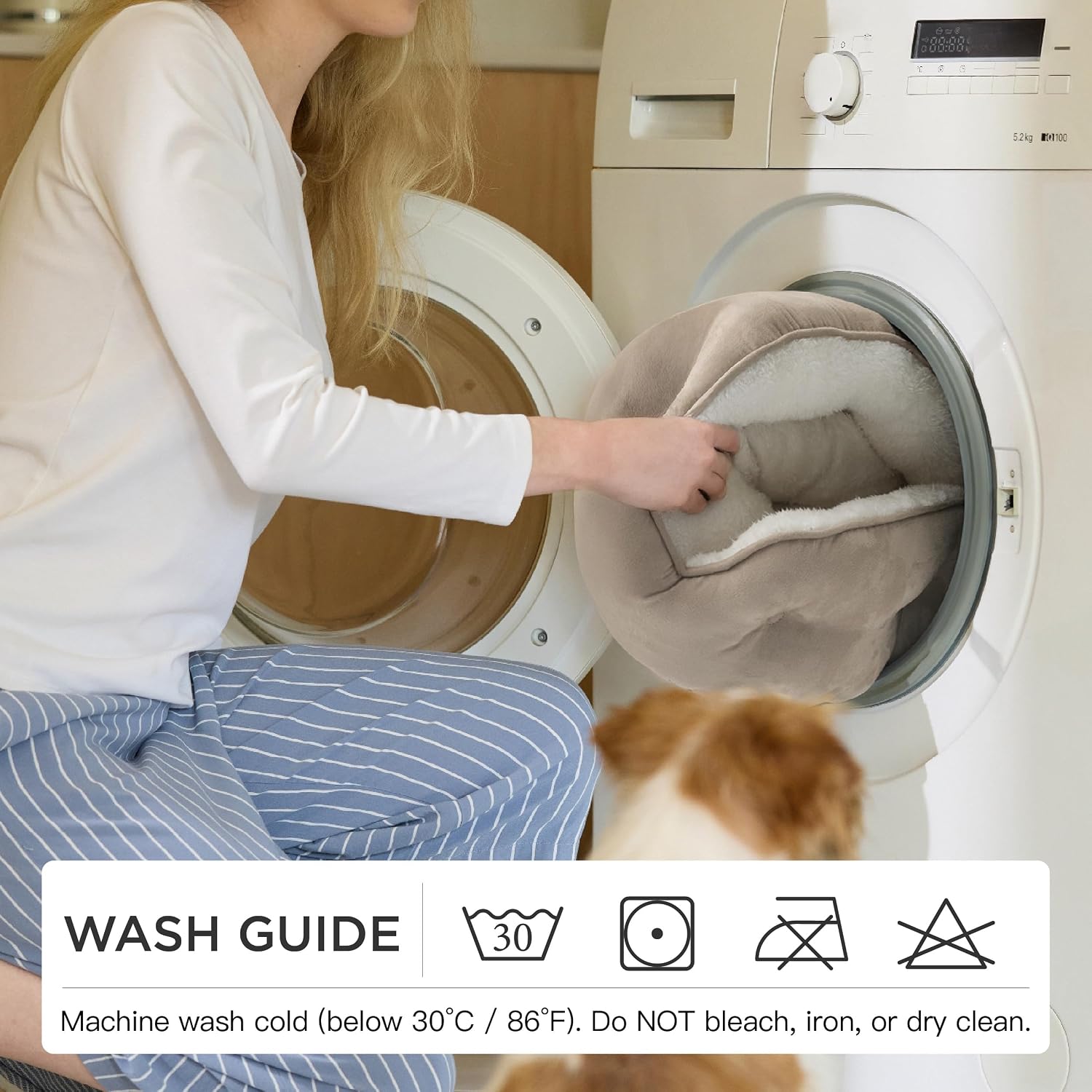 Bedsure Small Dog Bed Washable.Round Cat Beds for Indoor Cats.20in Camel | Soft Plush Pet Bed.Dog Beds for Small Dogs for Puppy and Kittens.Anti-Slip Bottom.Easy to Clean