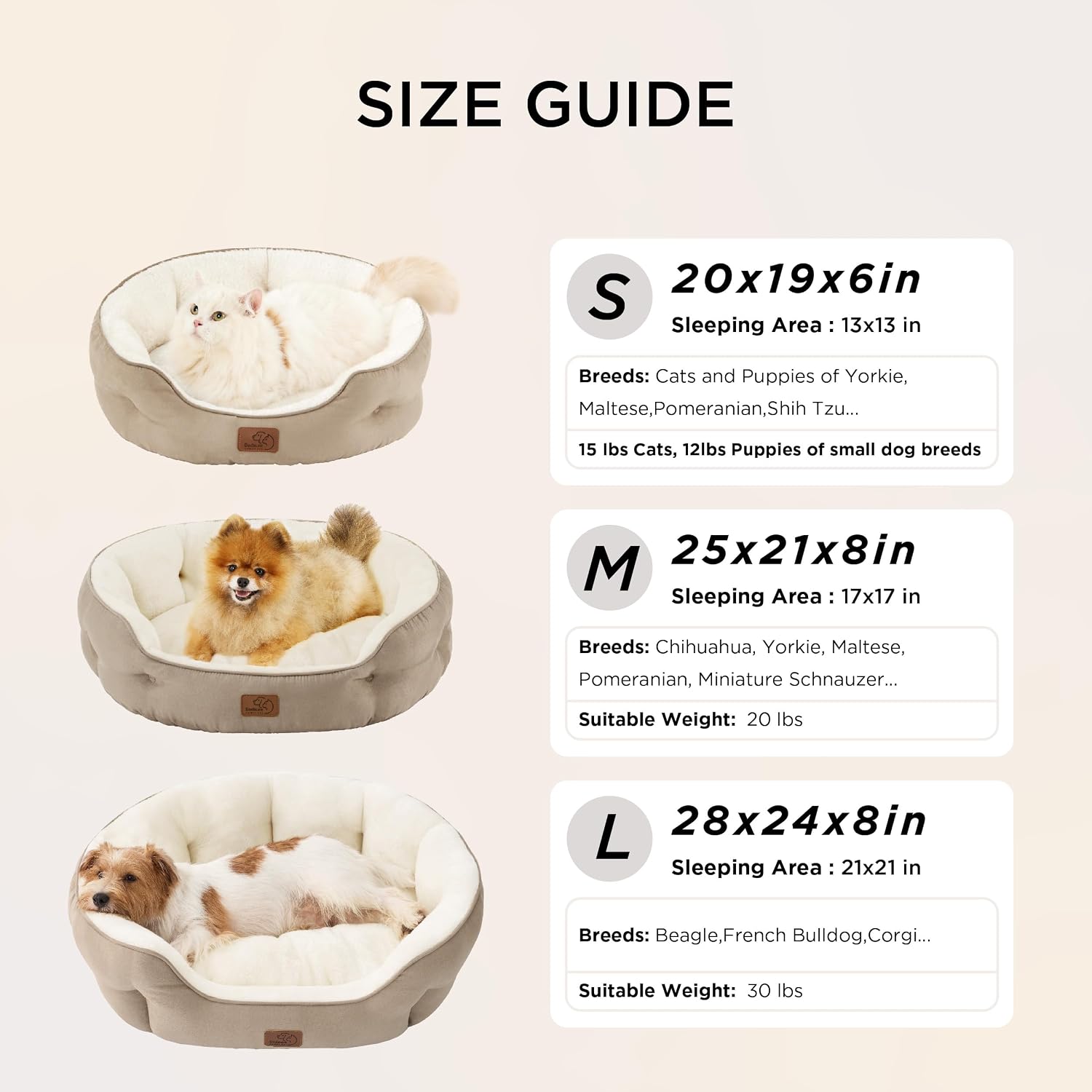 Bedsure Small Dog Bed Washable.Round Cat Beds for Indoor Cats.20in Camel | Soft Plush Pet Bed.Dog Beds for Small Dogs for Puppy and Kittens.Anti-Slip Bottom.Easy to Clean