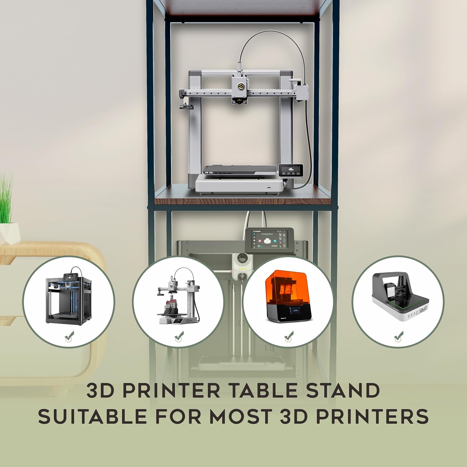 Poweruck PT2 Ultimate Large 3D Printer Storage Solution. Heavy-Duty 3-Tier Stand & Filament Organizer Rack for Biggest Printers on Wheels