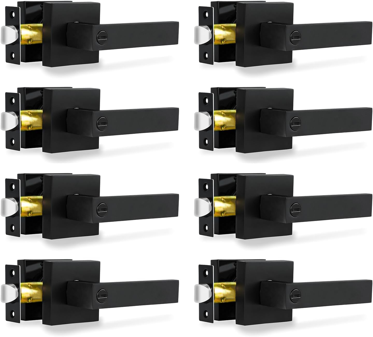 RAZCC Privacy Door Levers. 8 Pack Matte Black Door Handles Heavy Duty Bed and Bath Door Locks Interior Keyless Locksets. Reversible for Left Right Handed Doors - Amazon.com