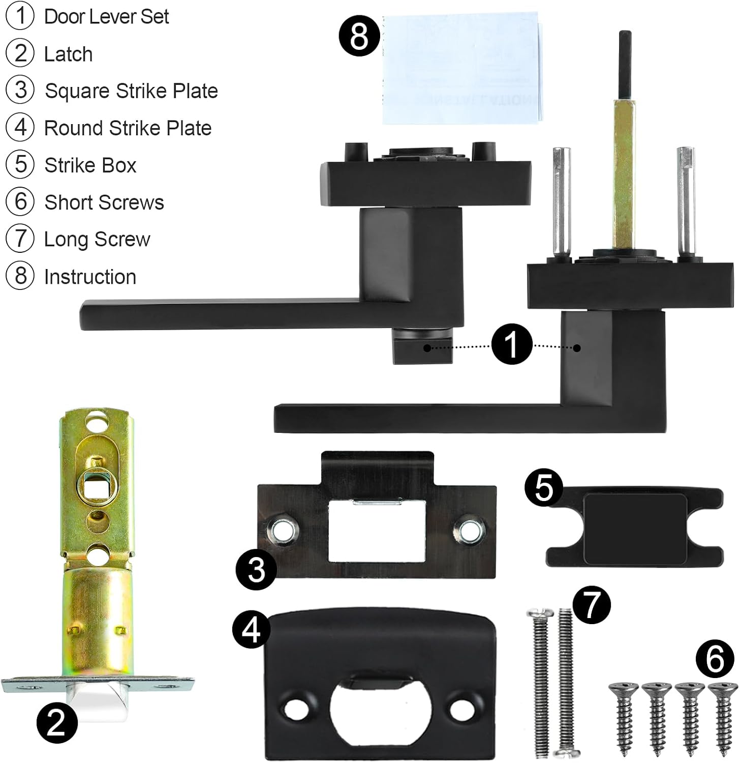 RAZCC Privacy Door Levers. 8 Pack Matte Black Door Handles Heavy Duty Bed and Bath Door Locks Interior Keyless Locksets. Reversible for Left Right Handed Doors - Amazon.com