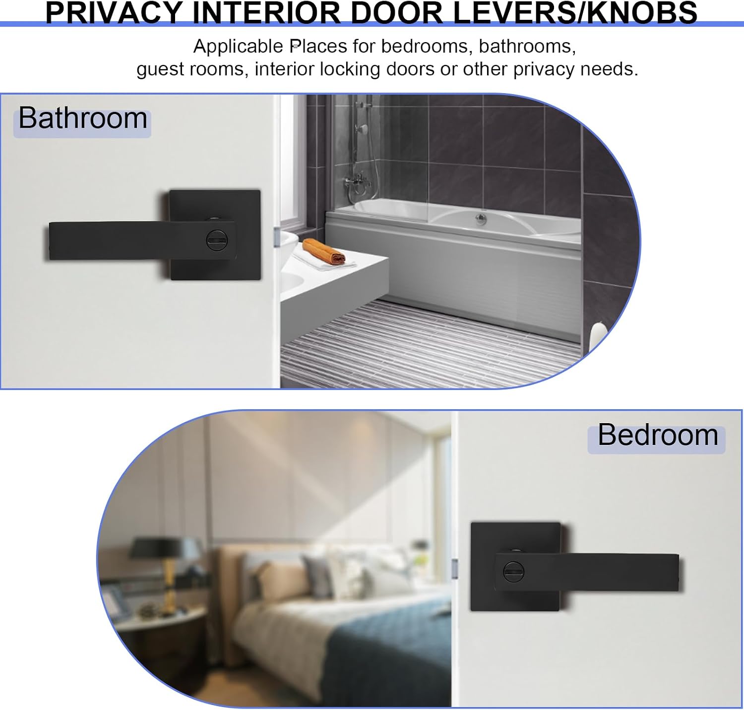 RAZCC Privacy Door Levers. 8 Pack Matte Black Door Handles Heavy Duty Bed and Bath Door Locks Interior Keyless Locksets. Reversible for Left Right Handed Doors - Amazon.com