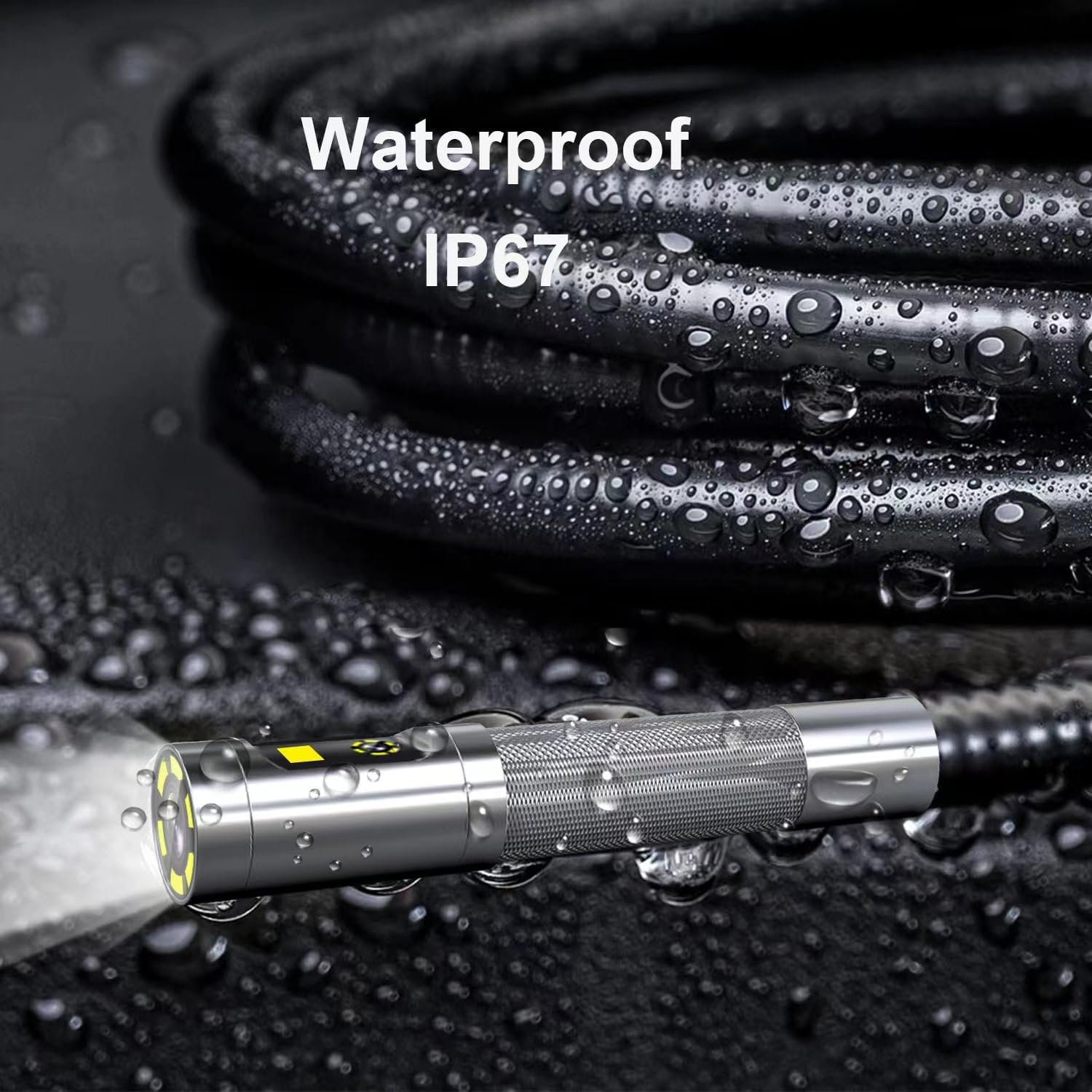 DXZtoz Dual-Lens Articulating Borescope for Automotive Mechanic Inspection | 5.0 IPS Screen. 2-Way 220° Snake Camera with Light. 10X Zoom. 32GB. IP67 Waterproof. 5FT Semi-rigid Probe