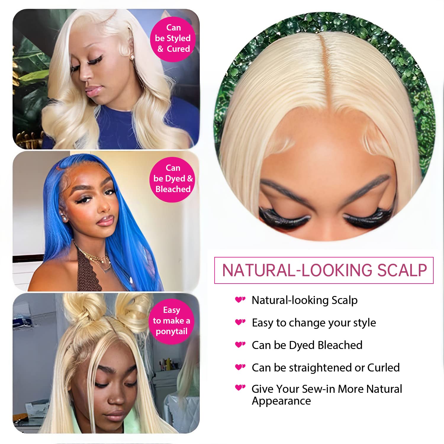 Yifute 613 Lace Front Wig Human Hair 13x6 Blonde Lace Front Wigs for Women 150% Density 10A 613 Transparent Lace Straight HD Frontal Wig Pre Plucked With Baby Hair (24Inch)