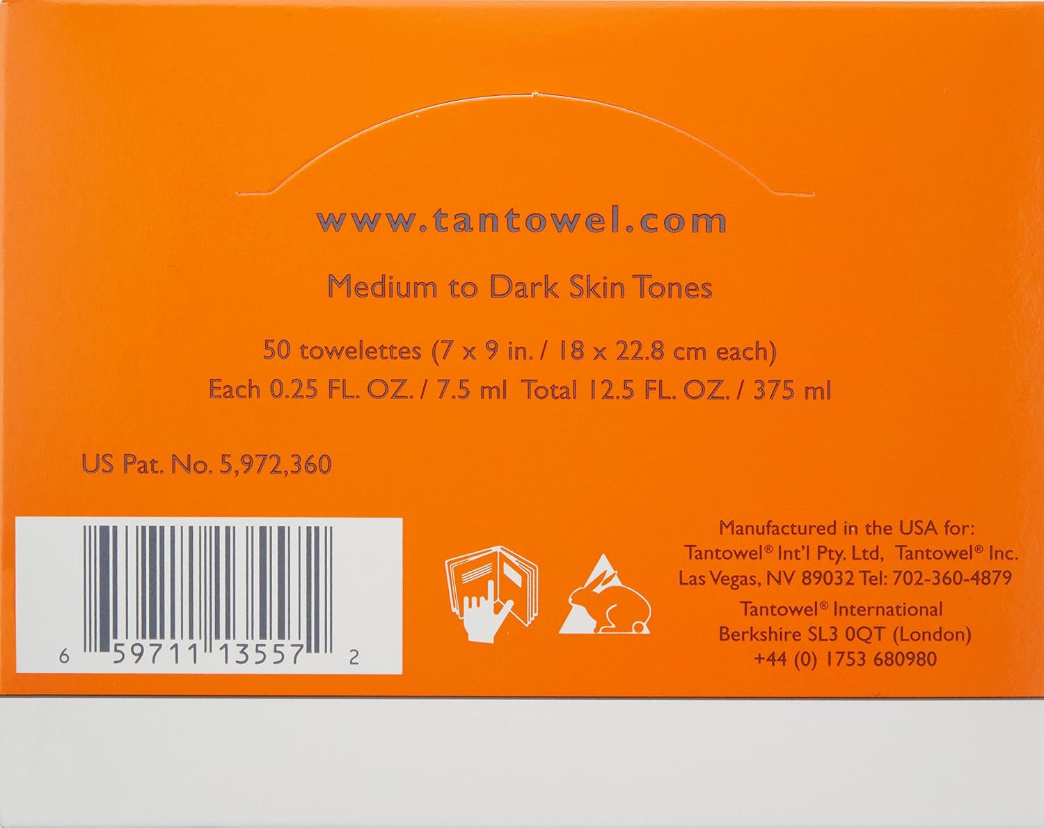 Tan Towel Half Body Plus Self-Tan Towelettes 50 Pack