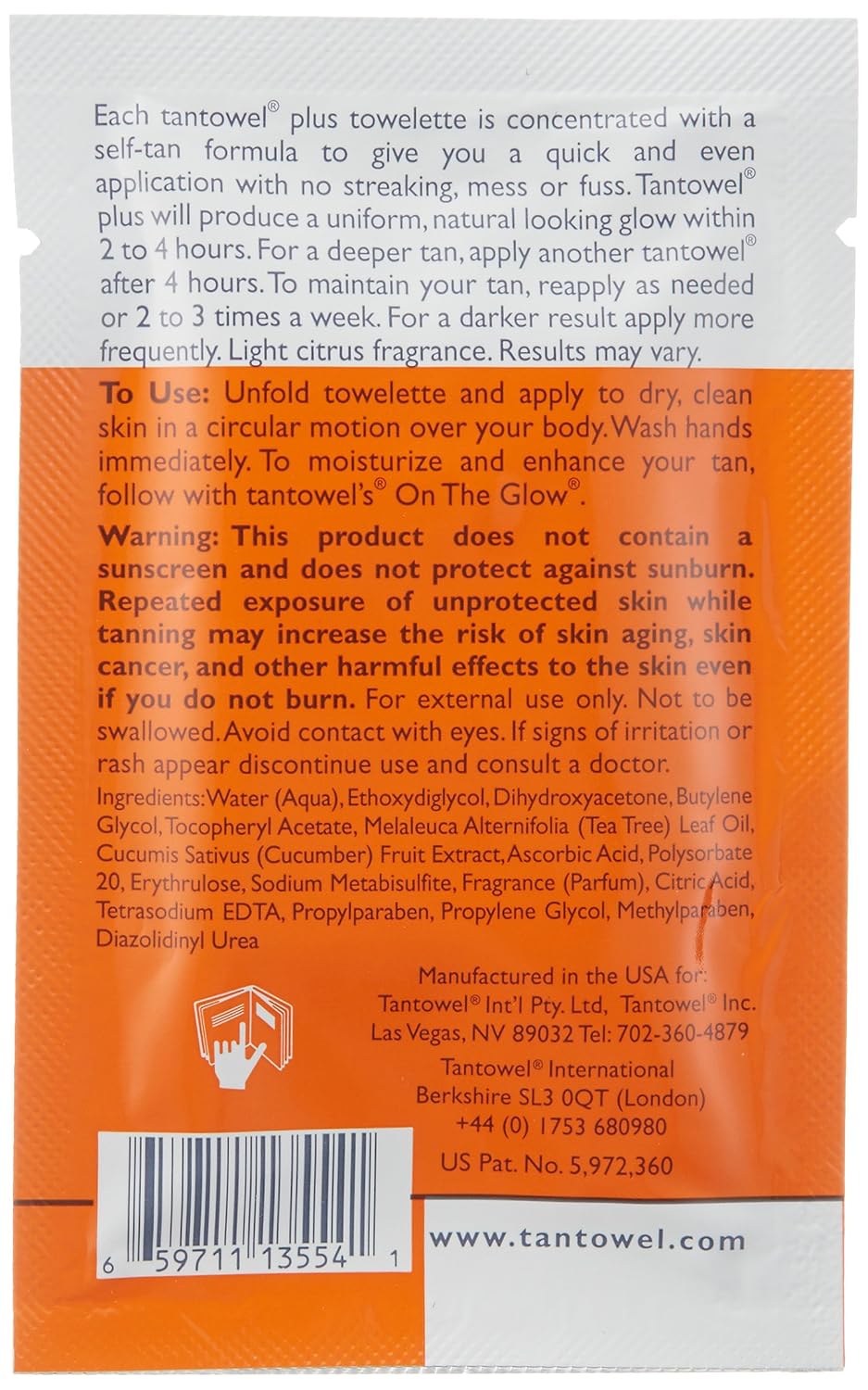 Tan Towel Half Body Plus Self-Tan Towelettes 50 Pack