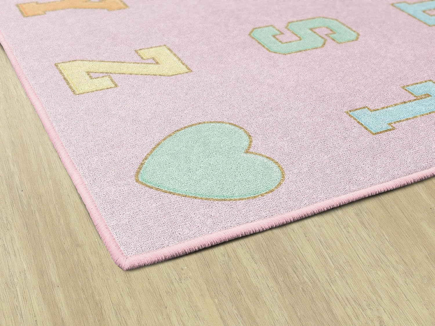 Flagship Carpets Pink Pastel Alphabet Criss-Cross Applesauce Educational Area Rug for Kids Room Seating Décor. Children's Classroom. Play Carpet for Teaching and Playroom. 5' x 7'6