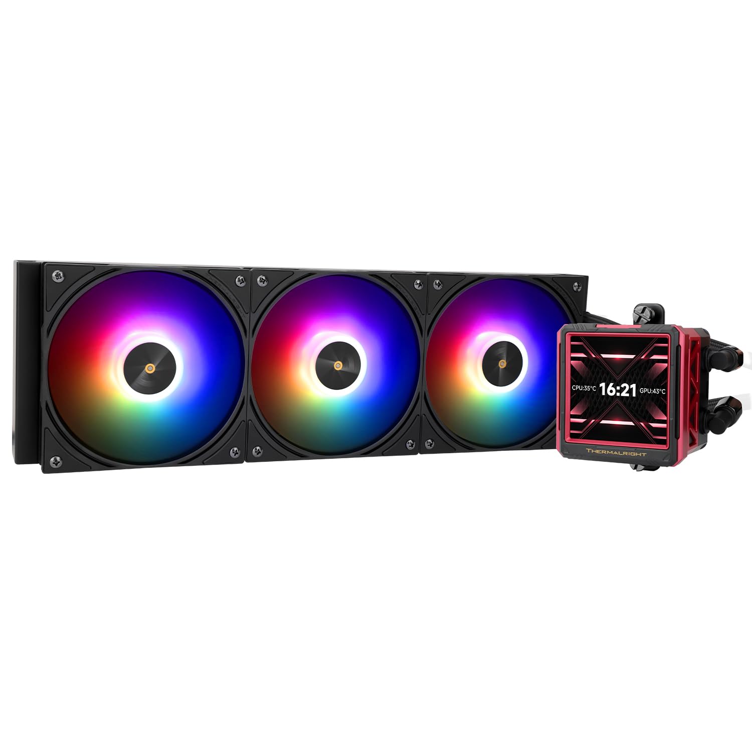 Thermalright FW 360 Ultra ARGB Black 360mm AIO CPU Liquid Cooler | IPS LCD Screen with 480x480 Resolution.for AM5/Intel LGA1851/1700.2.88inch Magnet-Absorbent LCD Screen for Images-Black