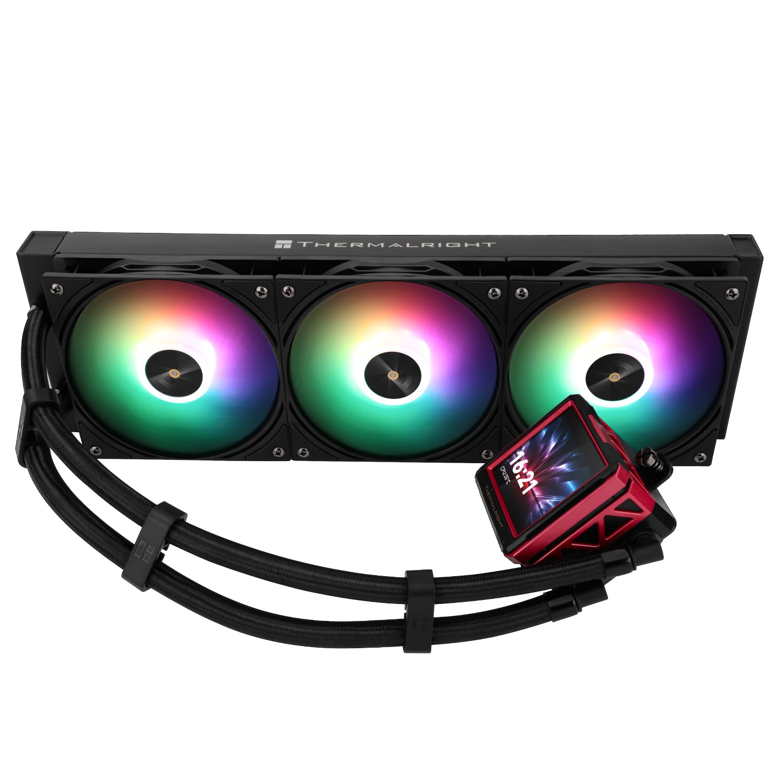 Thermalright FW 360 Ultra ARGB Black 360mm AIO CPU Liquid Cooler | IPS LCD Screen with 480x480 Resolution.for AM5/Intel LGA1851/1700.2.88inch Magnet-Absorbent LCD Screen for Images-Black