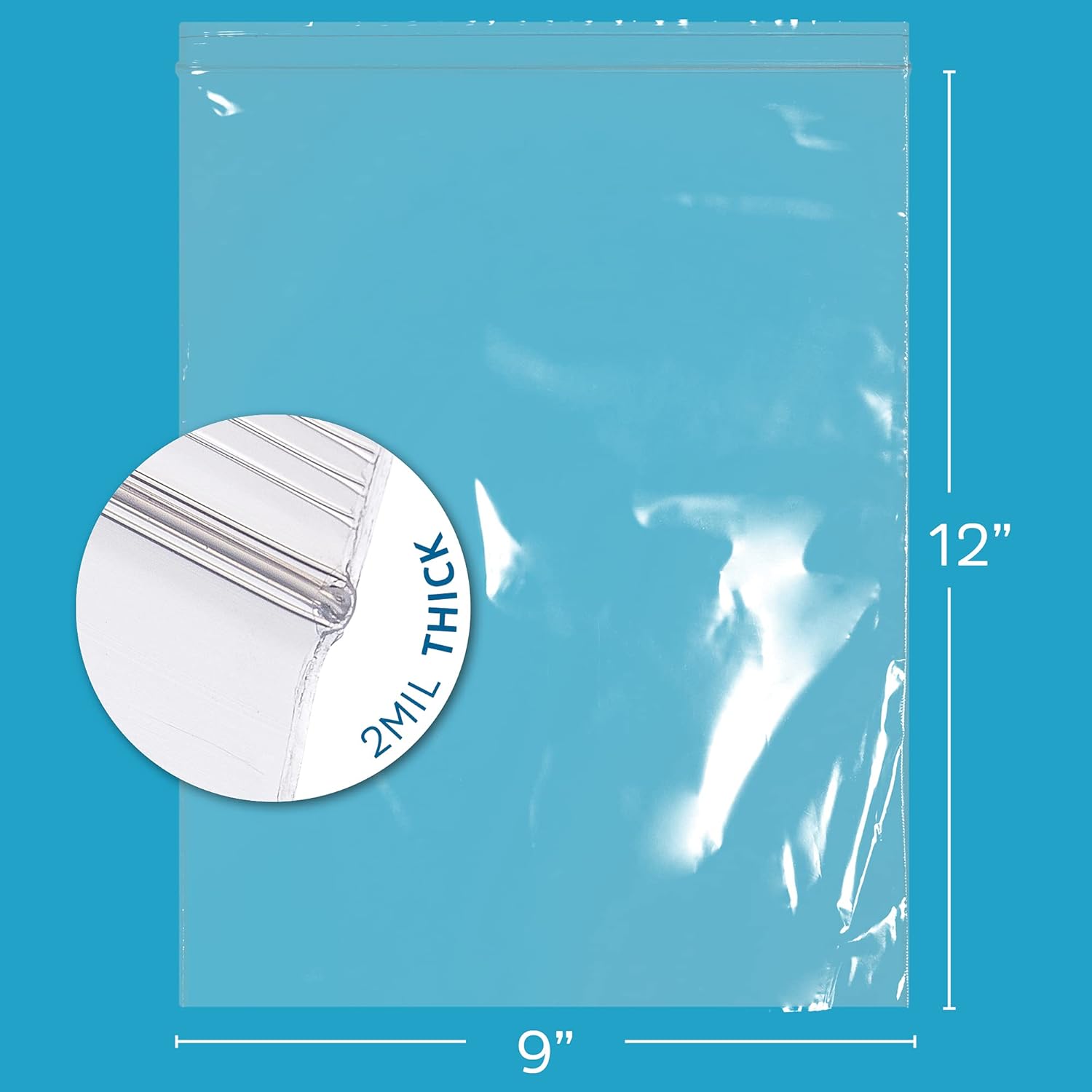 GPI - 9 x 12 - Case of 1000. 2 Mil thick. Large. Clear Plastic Reclosable Zip Bags. Hang Hole For Display. Durable Poly Baggies with Resealable Zip Top Lock for Storage. Packaging & Shipping