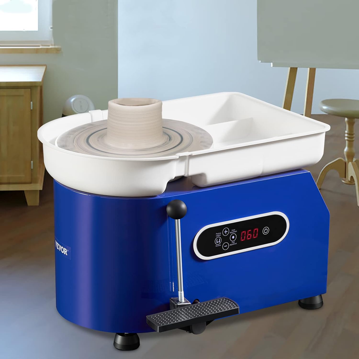 VEVOR 11in Pottery Wheel for Adults Beginners. 450W Ceramic Wheel Forming Machine With LCD Touch Screen. Adjustable 60-300RPM Speed Handle and Foot Pedal Control. 32PCS Accessory Tools Kit. Craft Gift
