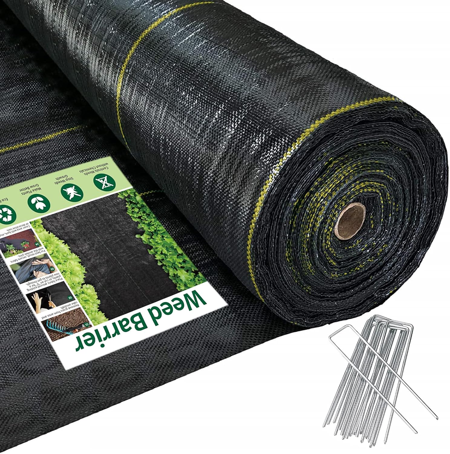 Sunocity 8ft x300ft Black Weed Barrier 3.5oz Landscape Premium Fabric-Heavy Duty Woven Ground Cloth with Superior Permeability Weed Control Convenient Design