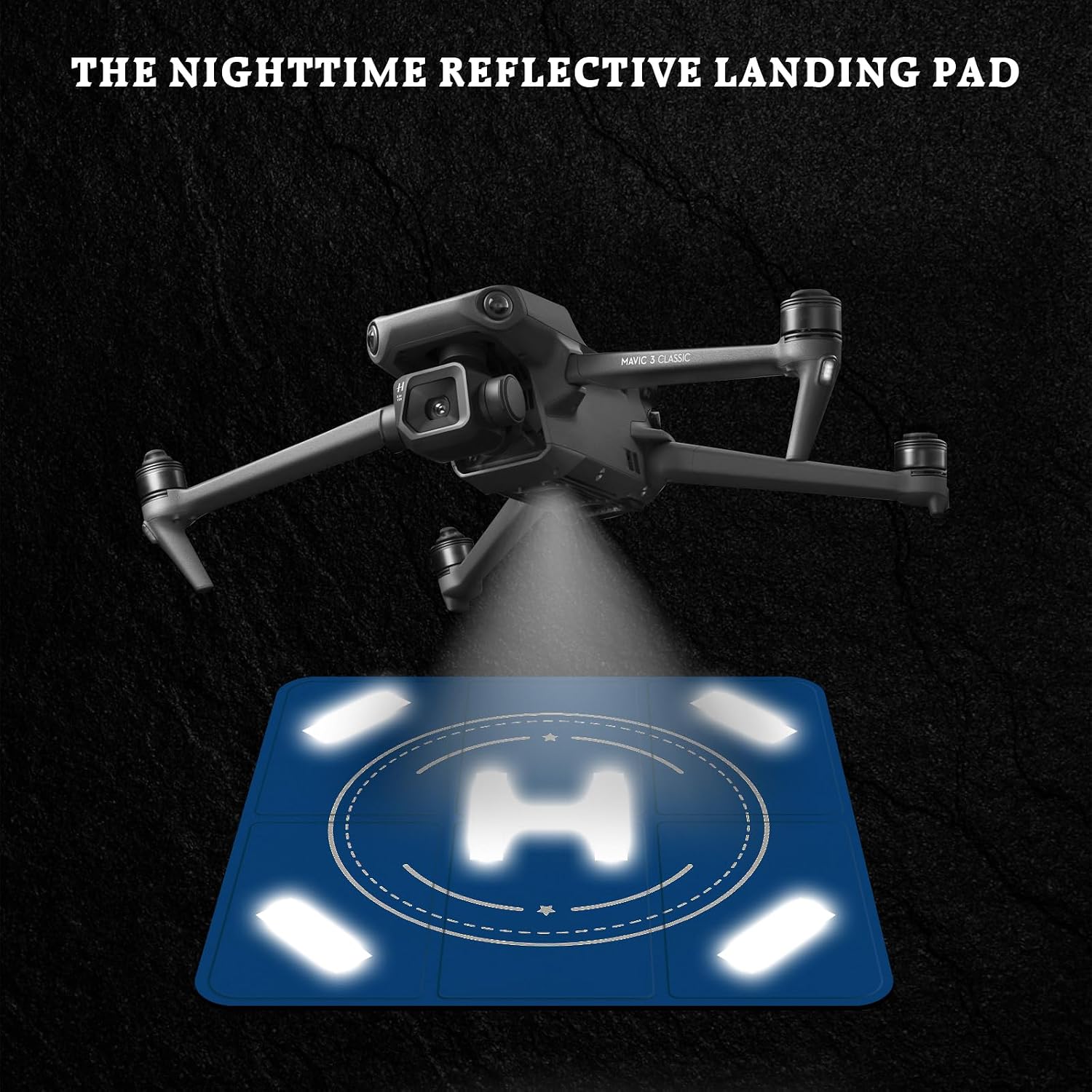 FPVtosky Nighttime Reflective Drone Landing Pad. Fast-fold Double Sided Waterproof Landig Pad Weighted for DJI Lito X1/Mini 5 Pro/ 4/3 Pro/Mini 4k / Mavic 4 / Air 3s/ Avata 2/ Neo/Flip