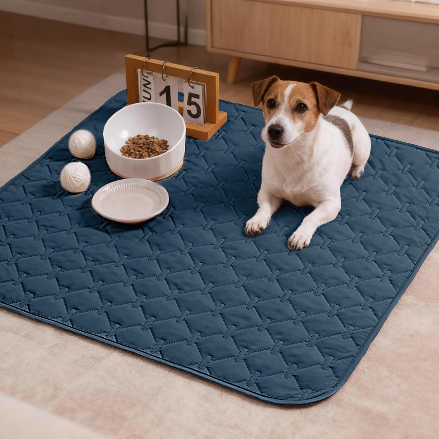 gogobunny 3X Stronger Waterproof Pet Blanket. Scratch Proof Furniture Protector for Dogs Cats. Reversible Cover 30x30 Inch. Dark Blue