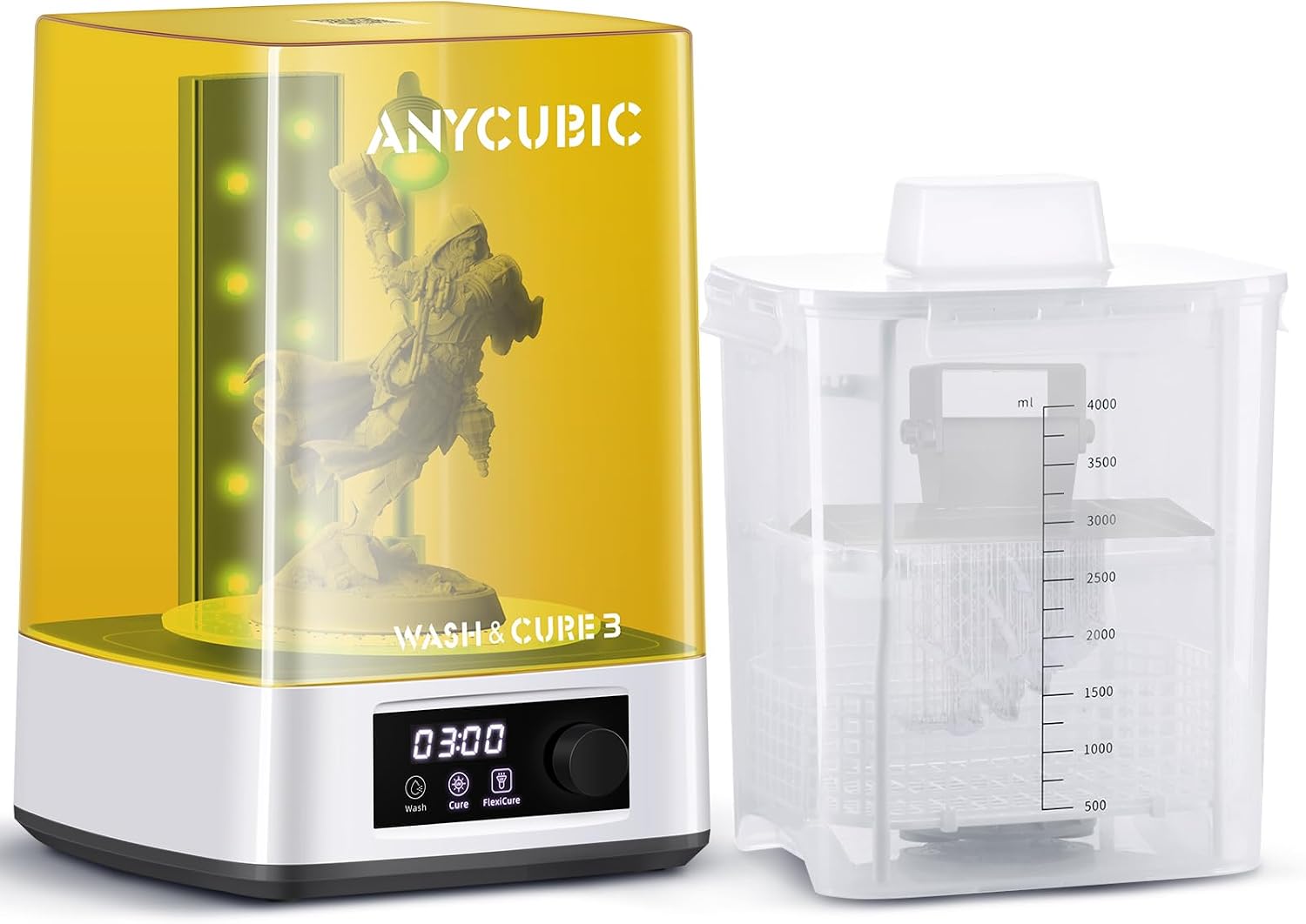 ANYCUBIC Wash and Cure Machine 3.0 with Twistable Gooseneck Light | 2 in 1 UV Washing and Curing Station for ANYCUBIC Photon Mono 4/Mono 4 Ultra/Mars Series LCD/DLP/SLA 3D Printer Models