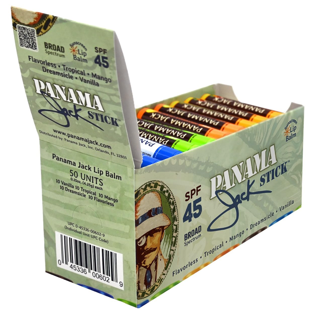 Panama Jack SPF 45 Lip Balm - Broad Spectrum UVA-UVB Sunscreen Protection. Prevents & Soothes Dry. Chapped Lips (Multi-flavored. Pack of 50)