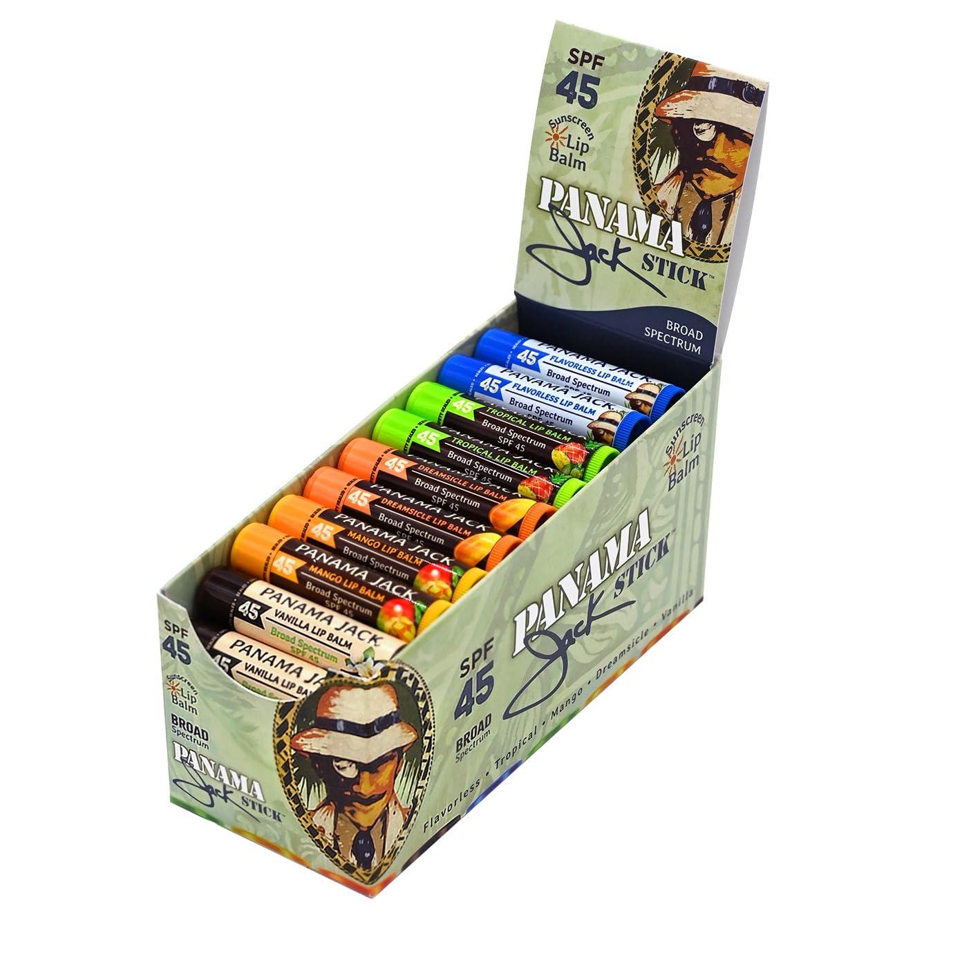 Panama Jack SPF 45 Lip Balm - Broad Spectrum UVA-UVB Sunscreen Protection. Prevents & Soothes Dry. Chapped Lips (Multi-flavored. Pack of 50)