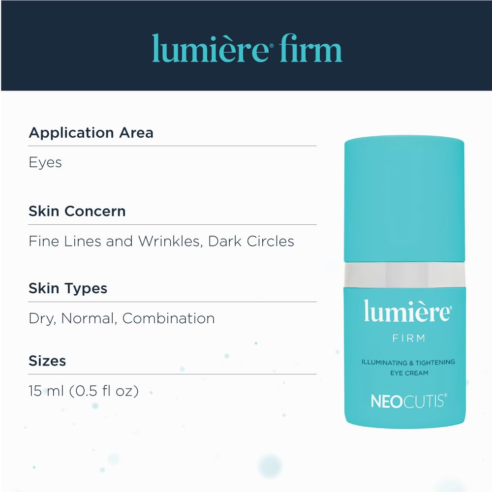 NEOCUTIS Lumiere Firm - Illuminating and Tightening. Anti-Aging Eye Cream - Brighten. Hydrate. and Soothe - for Dark Circles. Puffiness. and Wrinkle Prevention - Travel-Friendly - 15 ml / 0.5 fl oz